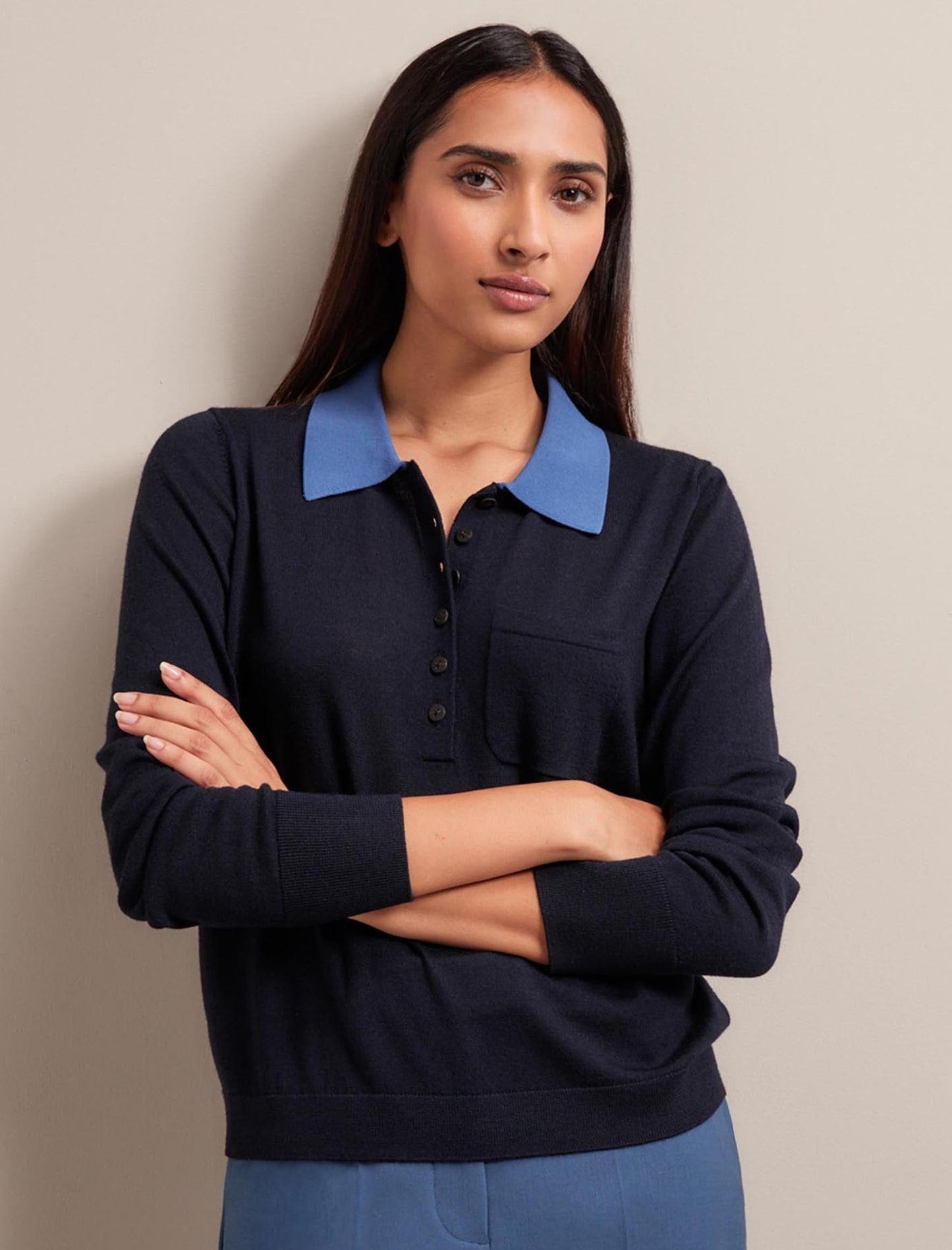 Josie Merino Wool Blend Jumper - Navy Slate Blue