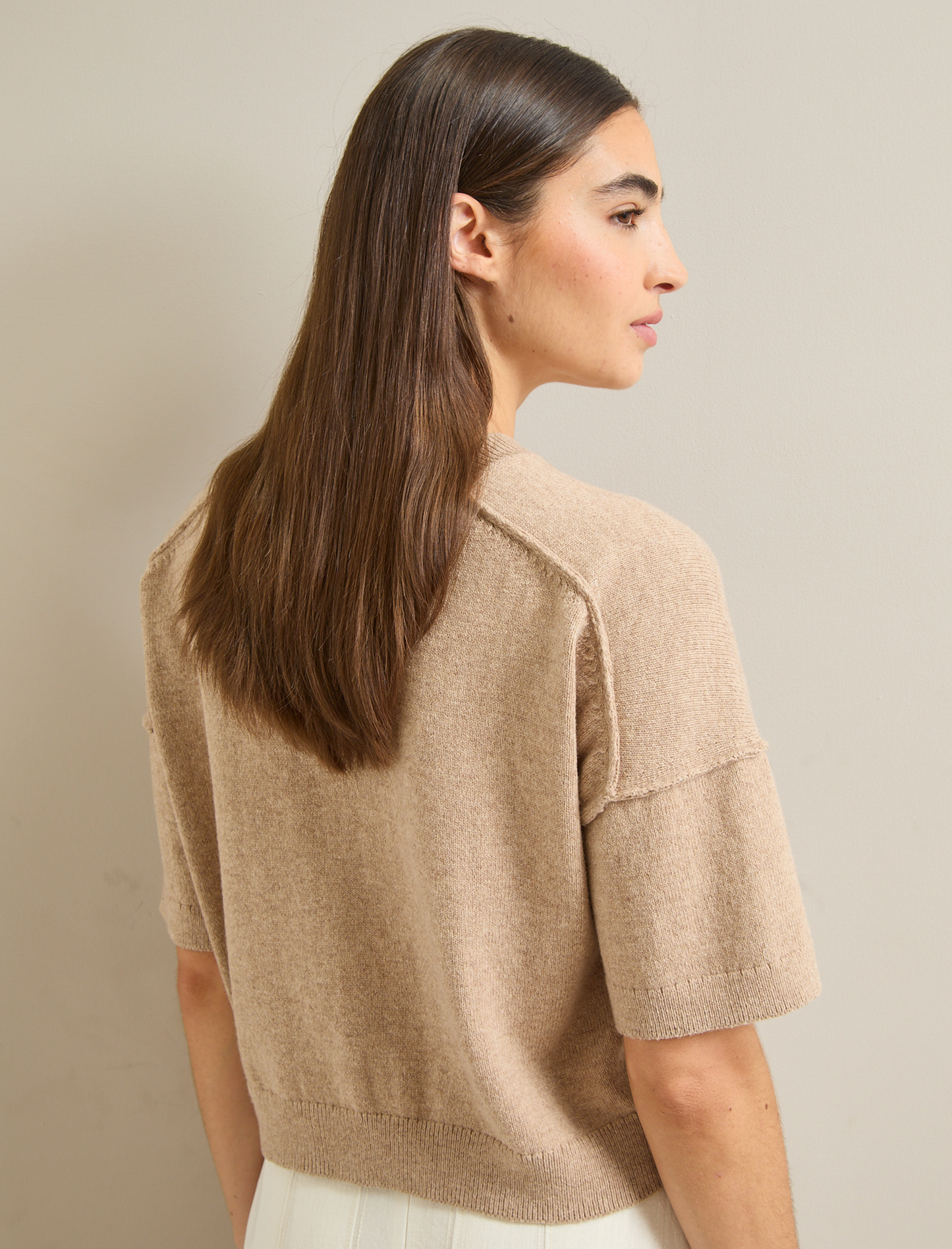 Casey Cotton Blend Cardigan - Taupe
