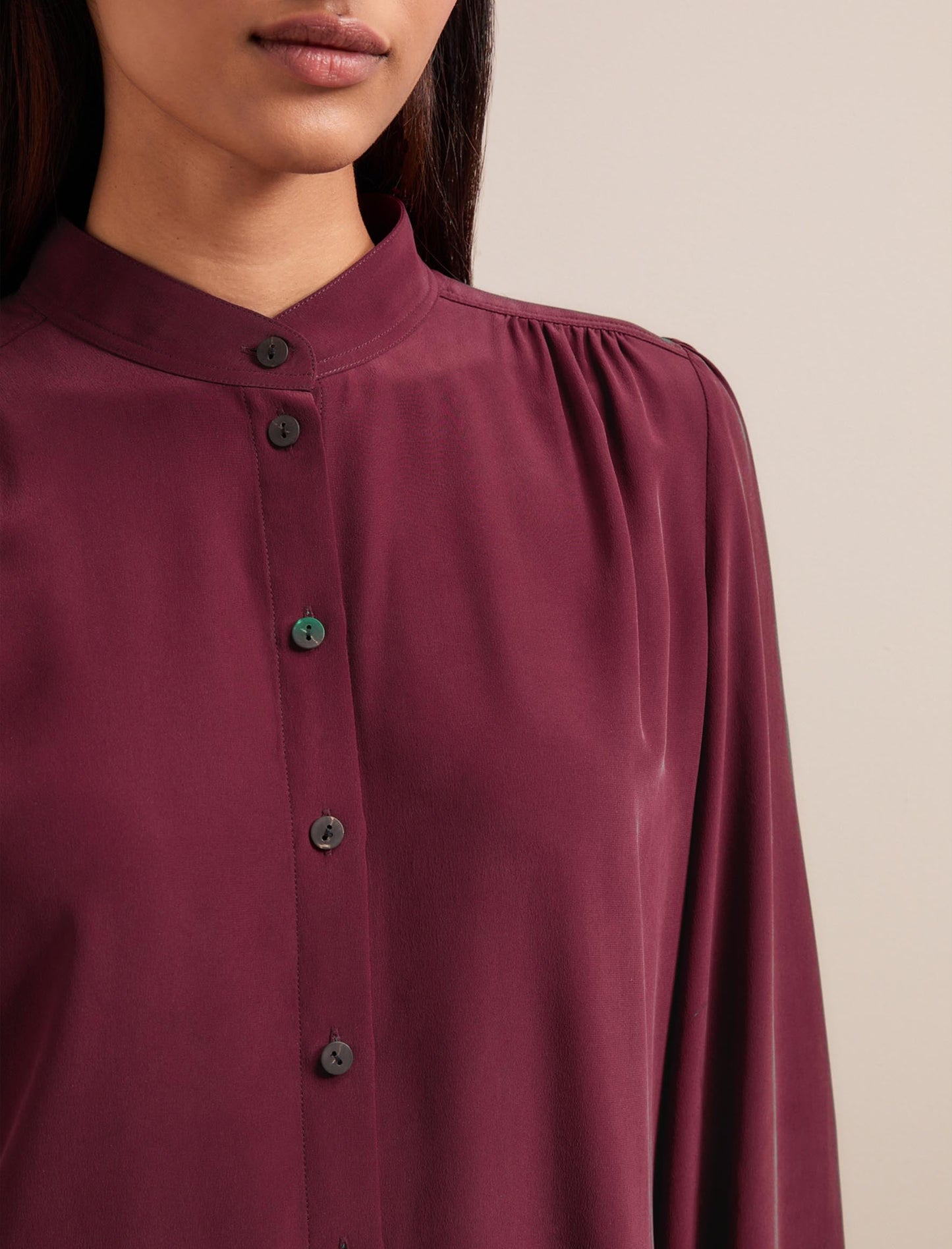 Brenna Silk Shirt - Burgundy