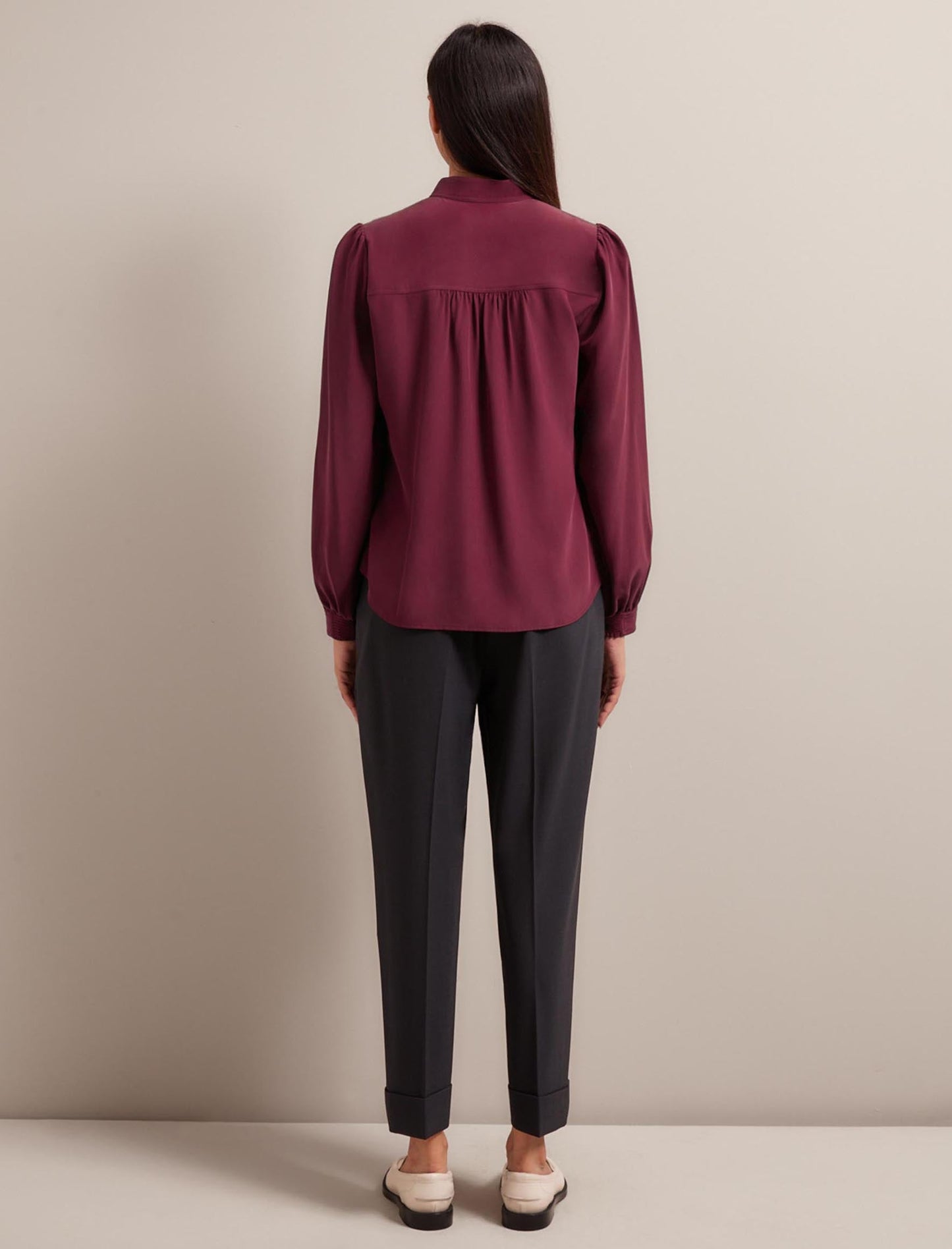 Brenna Silk Shirt - Burgundy