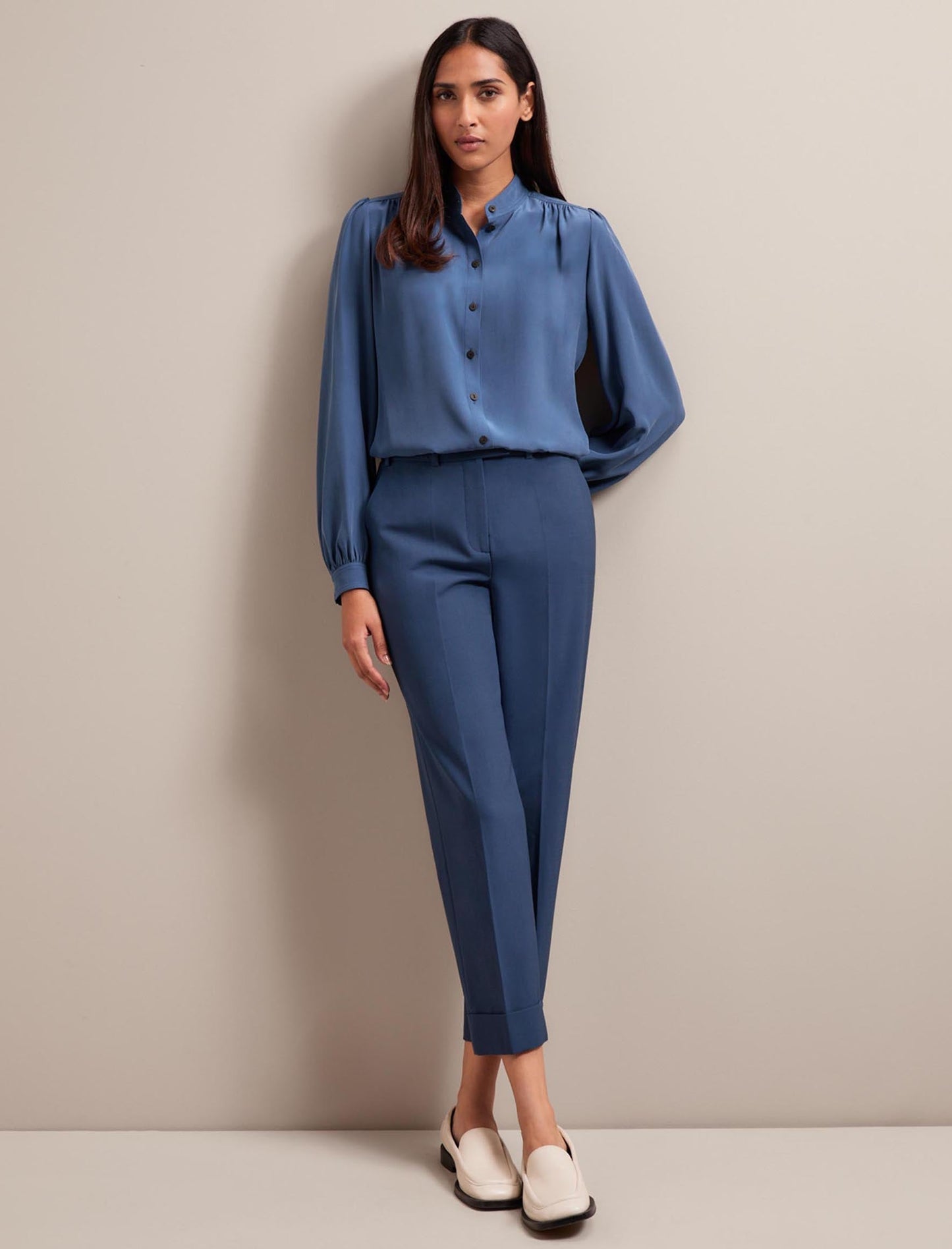 Brenna Silk Shirt - Slate Blue