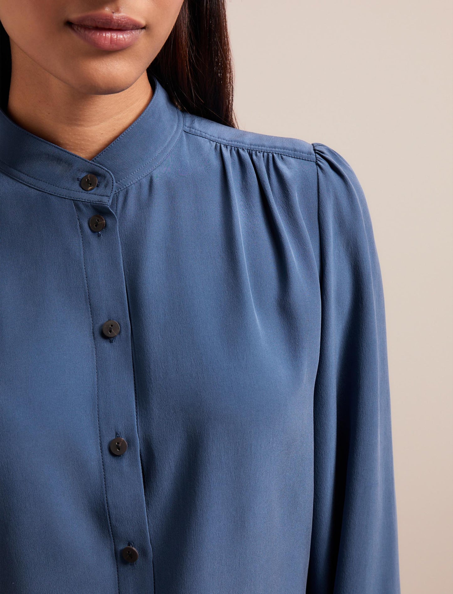 Brenna Silk Shirt - Slate Blue