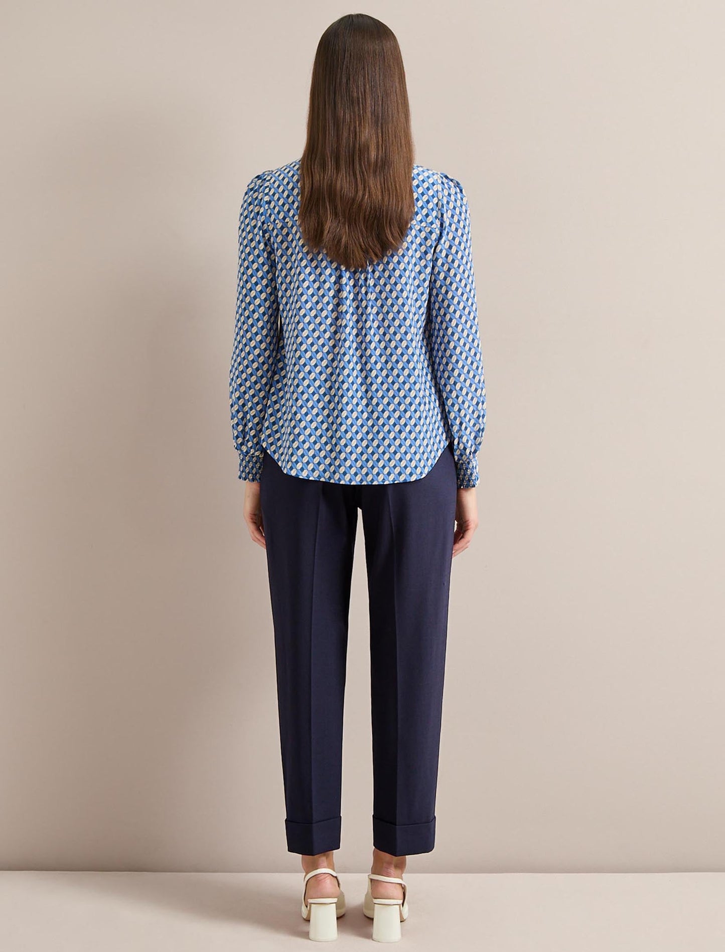 Matty Silk Shirt - Blue Cream Lips Print