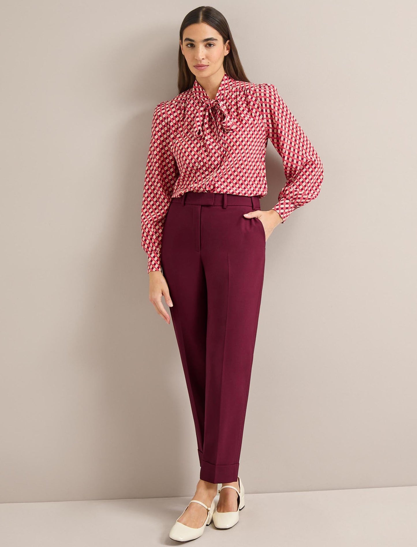 Matty Silk Shirt - Blush Burgundy Lips Print