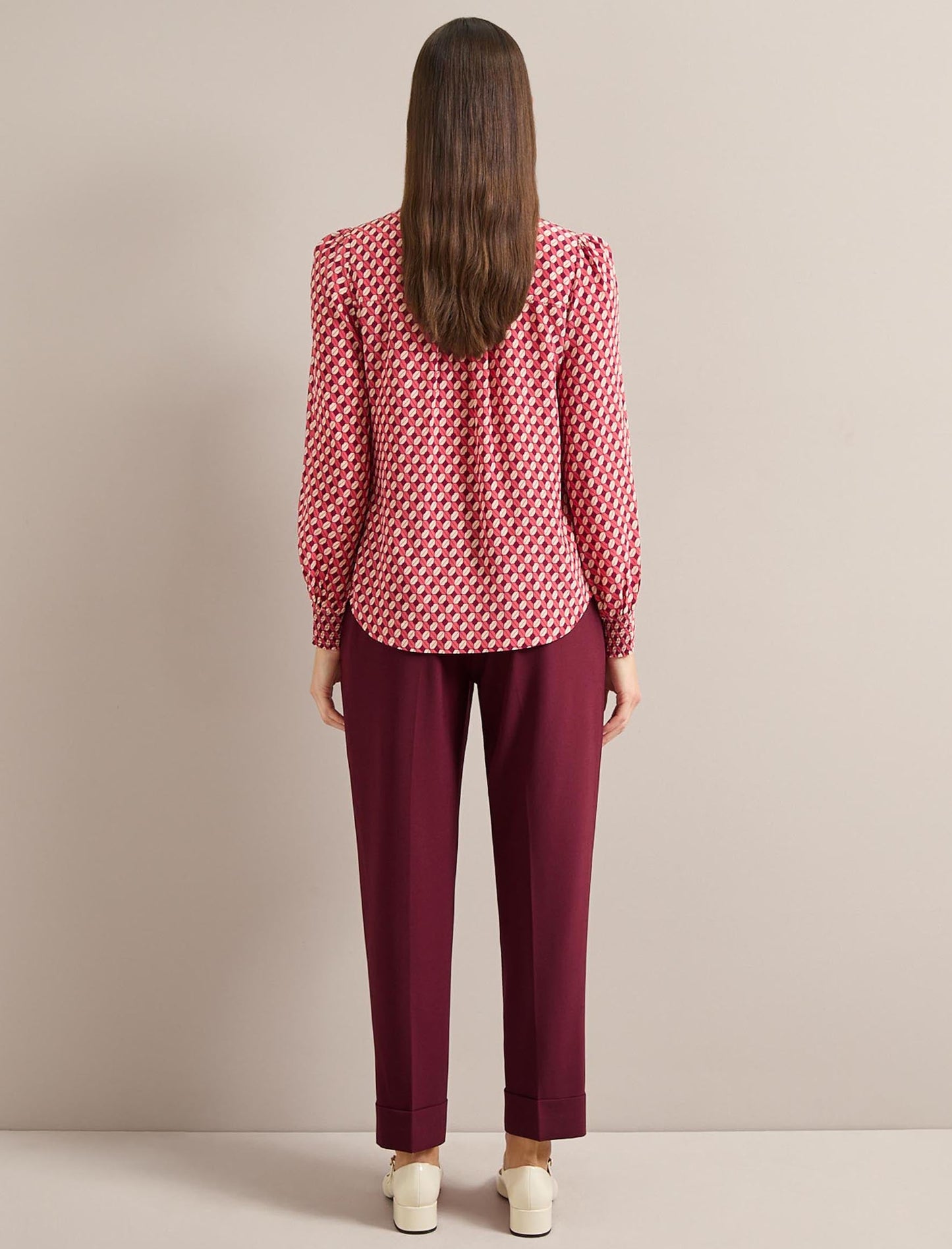 Matty Silk Shirt - Blush Burgundy Lips Print