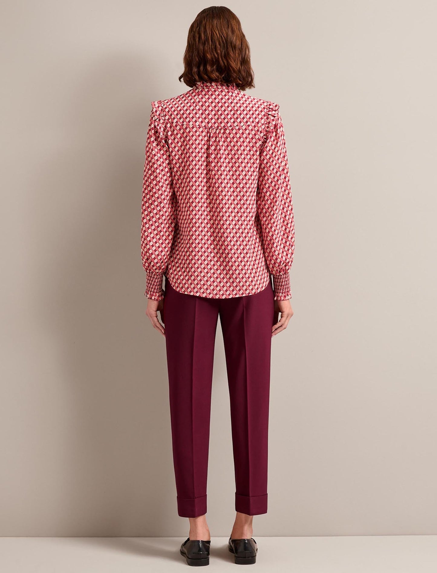 Stella Silk Shirt - Blush Burgundy Lips Print
