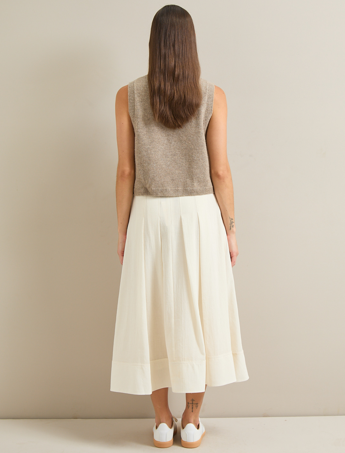 Sophia Techni Voile Pleated Maxi Skirt - Cream