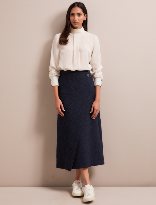 Layla Boucle Tweed Maxi Skirt - Navy