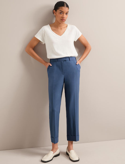 Clement New Wool Easy Waist Trouser - Slate Blue