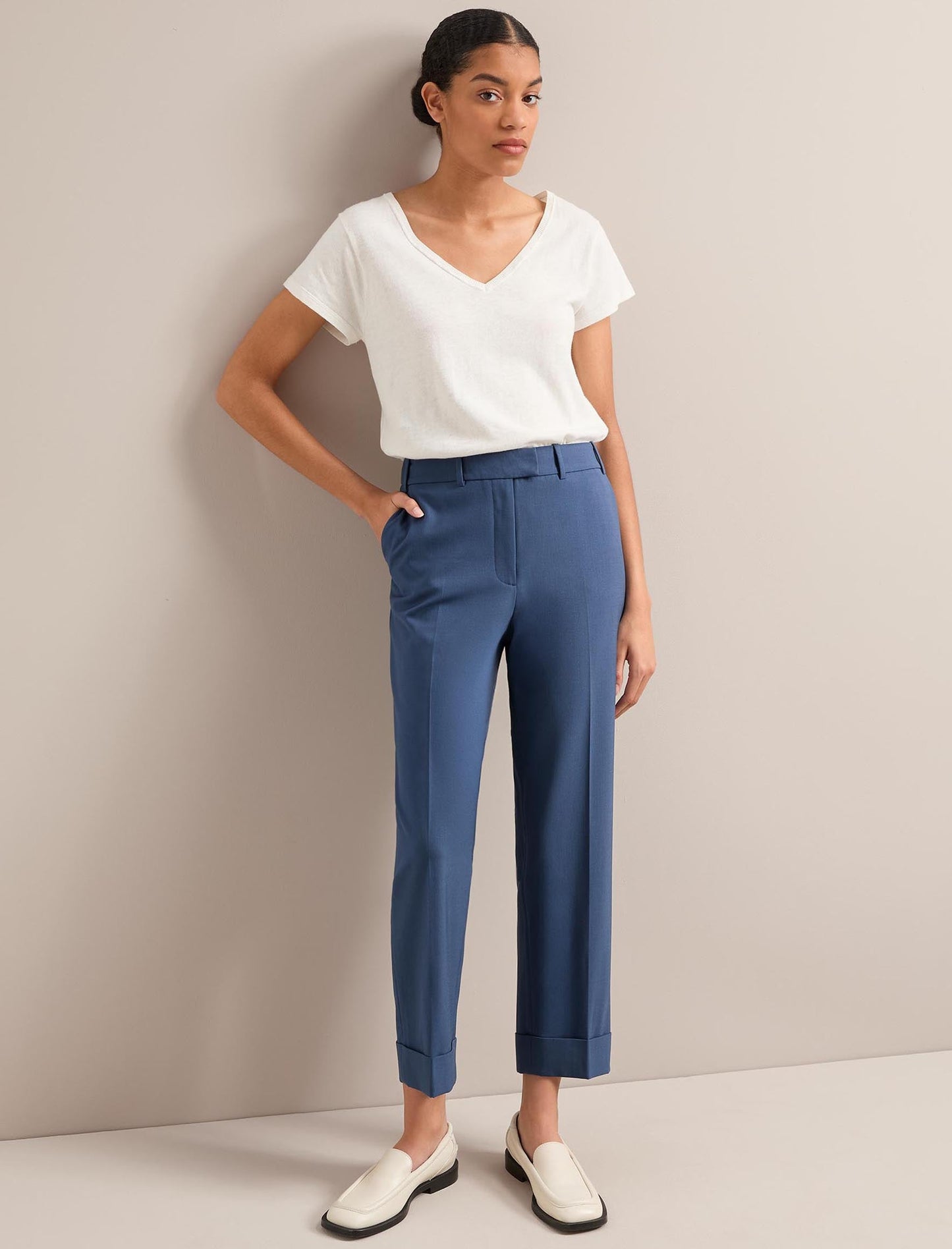 Clement New Wool Easy Waist Trouser - Slate Blue