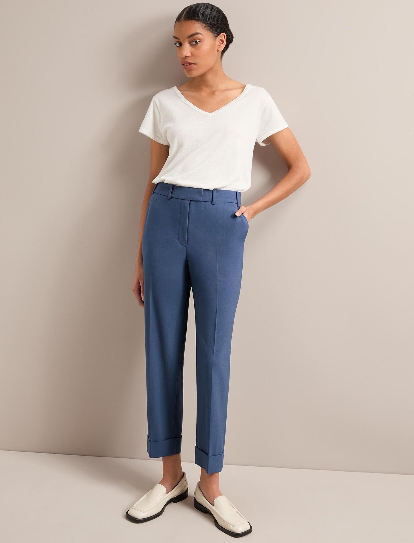 Clement New Wool Easy Waist Trouser - Slate Blue