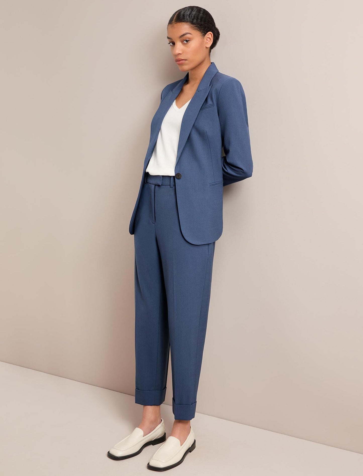 Clement New Wool Easy Waist Trouser - Slate Blue