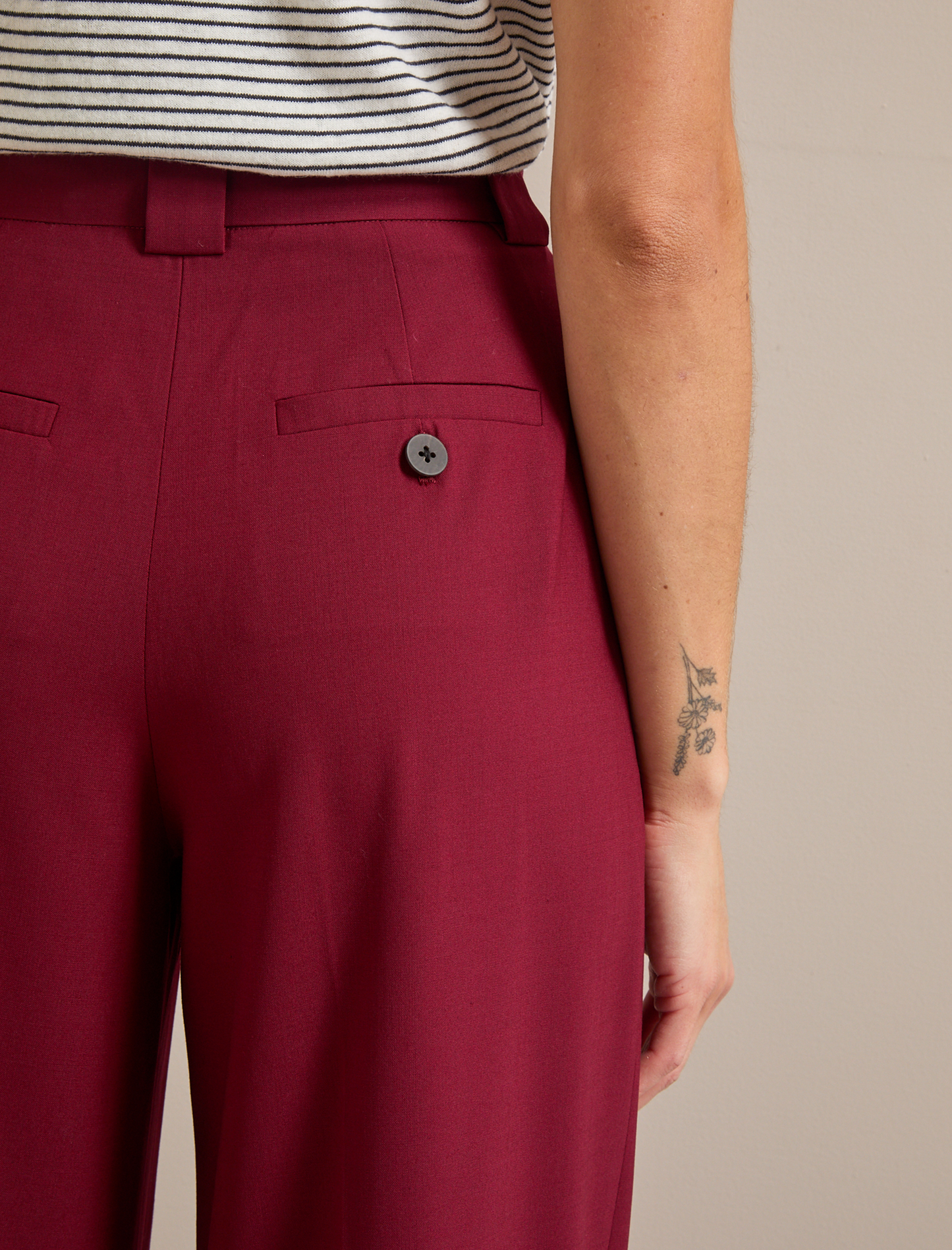 Margot New Wool Wide Leg Trouser - Burgundy
