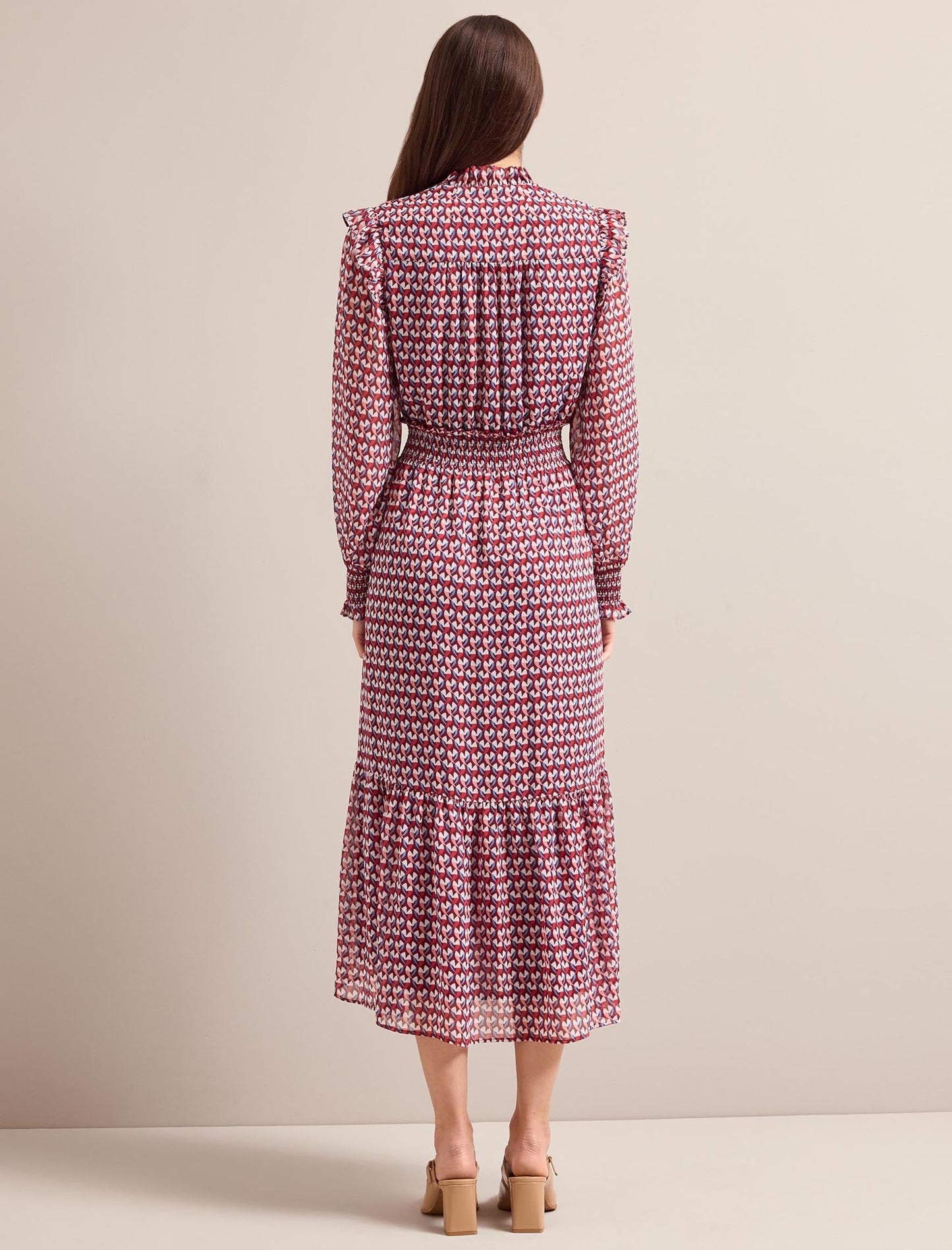 Saskia Maxi Dress - Burgundy Heart Geo Print