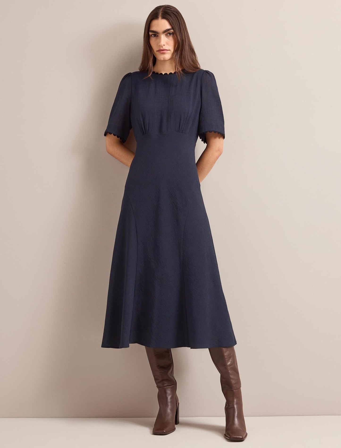 Lucy Techni Voile Midi Dress - Navy