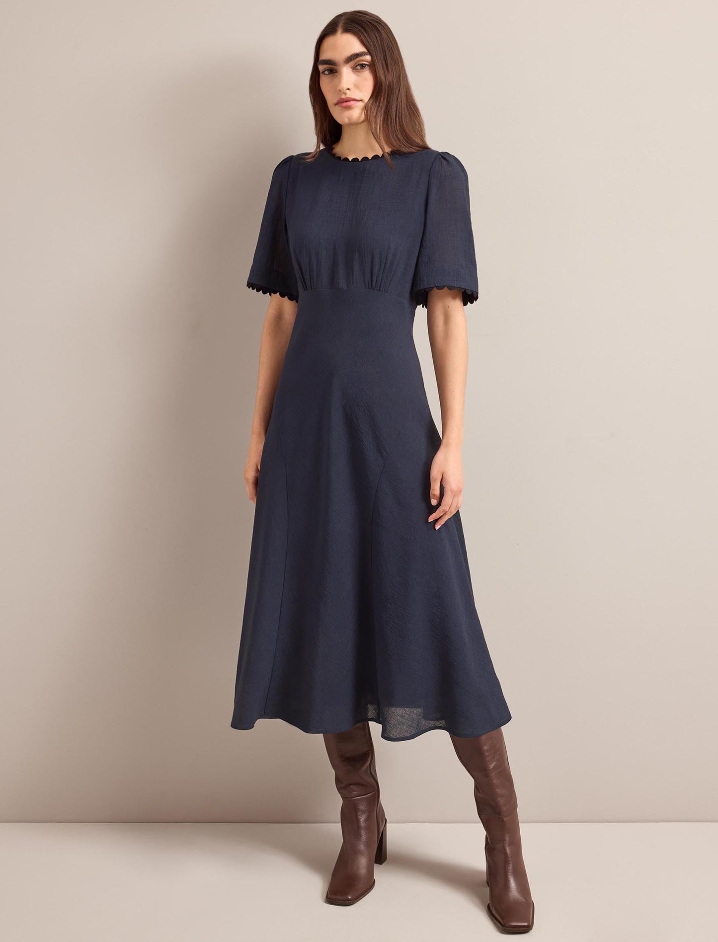 Lucy Techni Voile Midi Dress - Navy