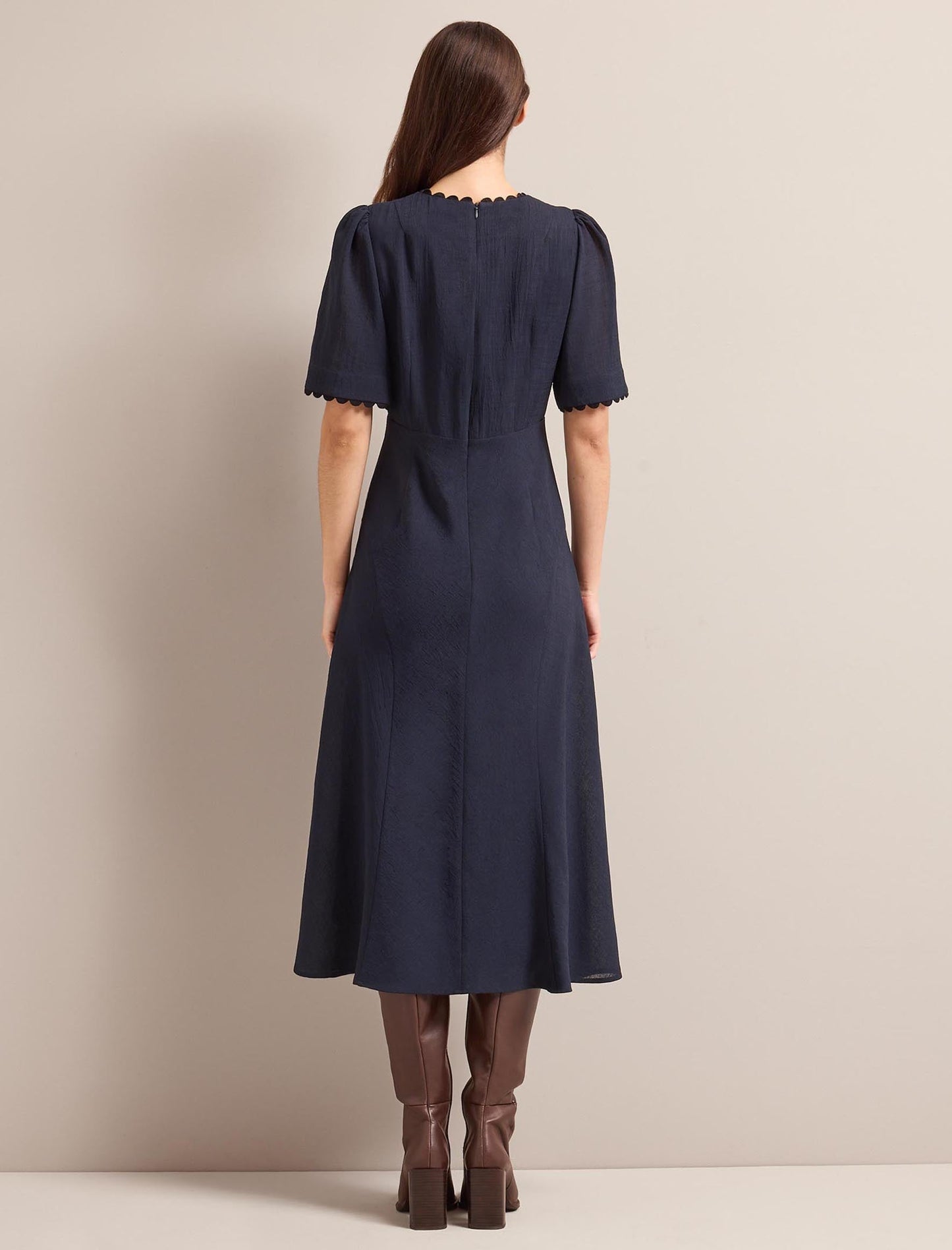 Lucy Techni Voile Midi Dress - Navy