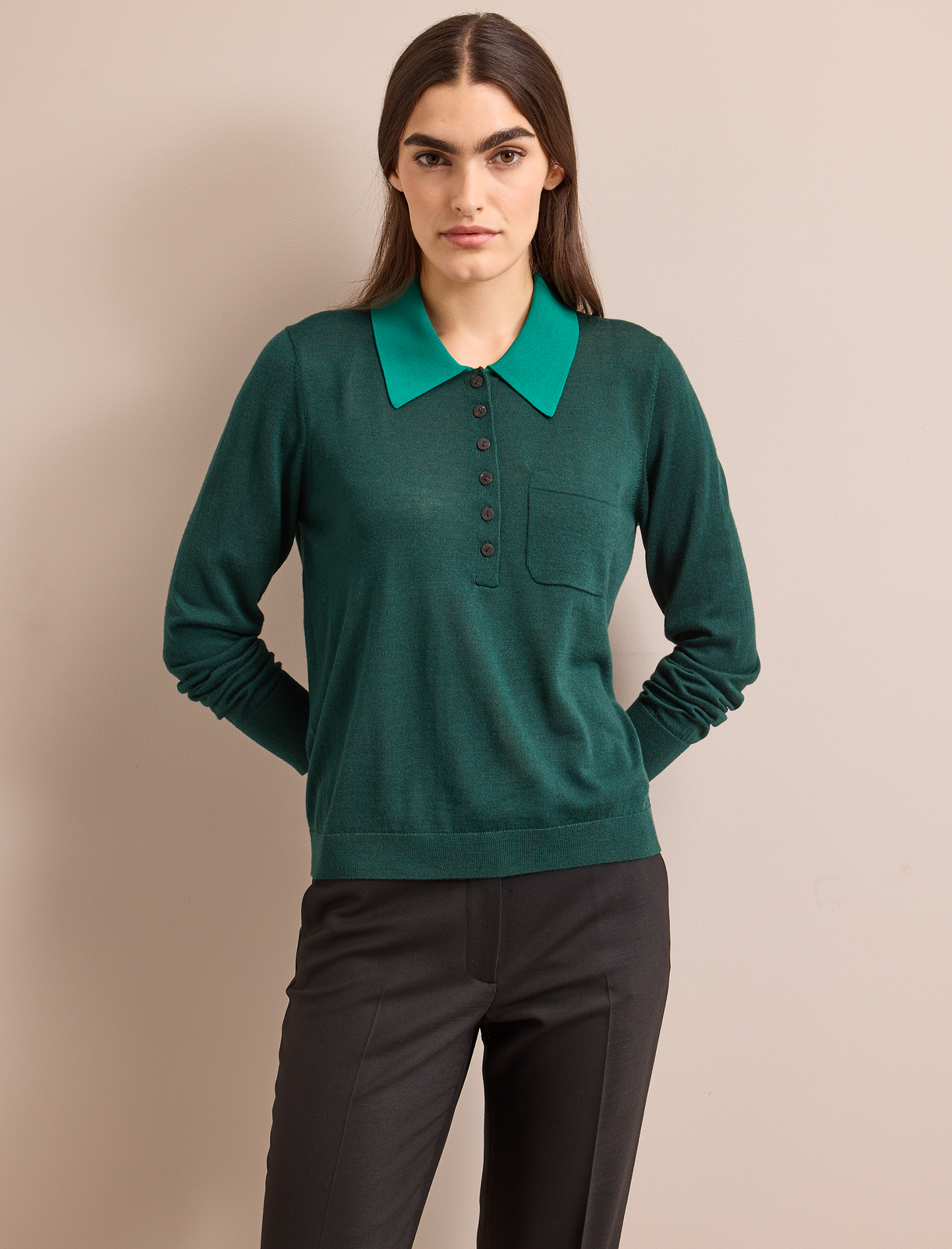 Josie Merino Wool Blend Jumper - Dark Green Emerald Green