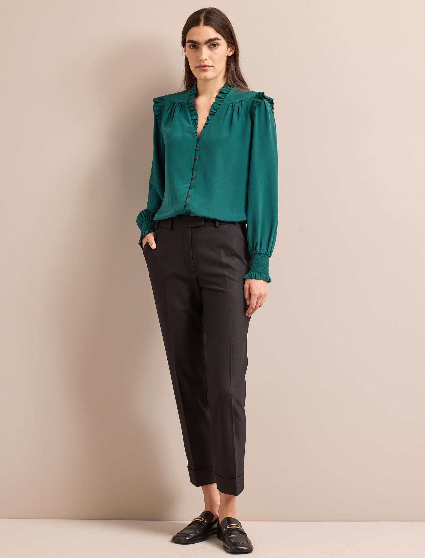 Stella Silk Shirt - Dark Green