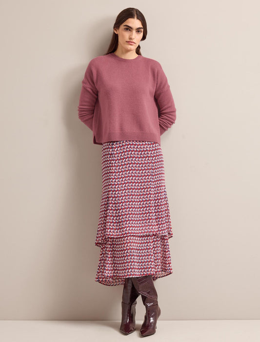Lotta Maxi Skirt - Burgundy Heart Geo Print