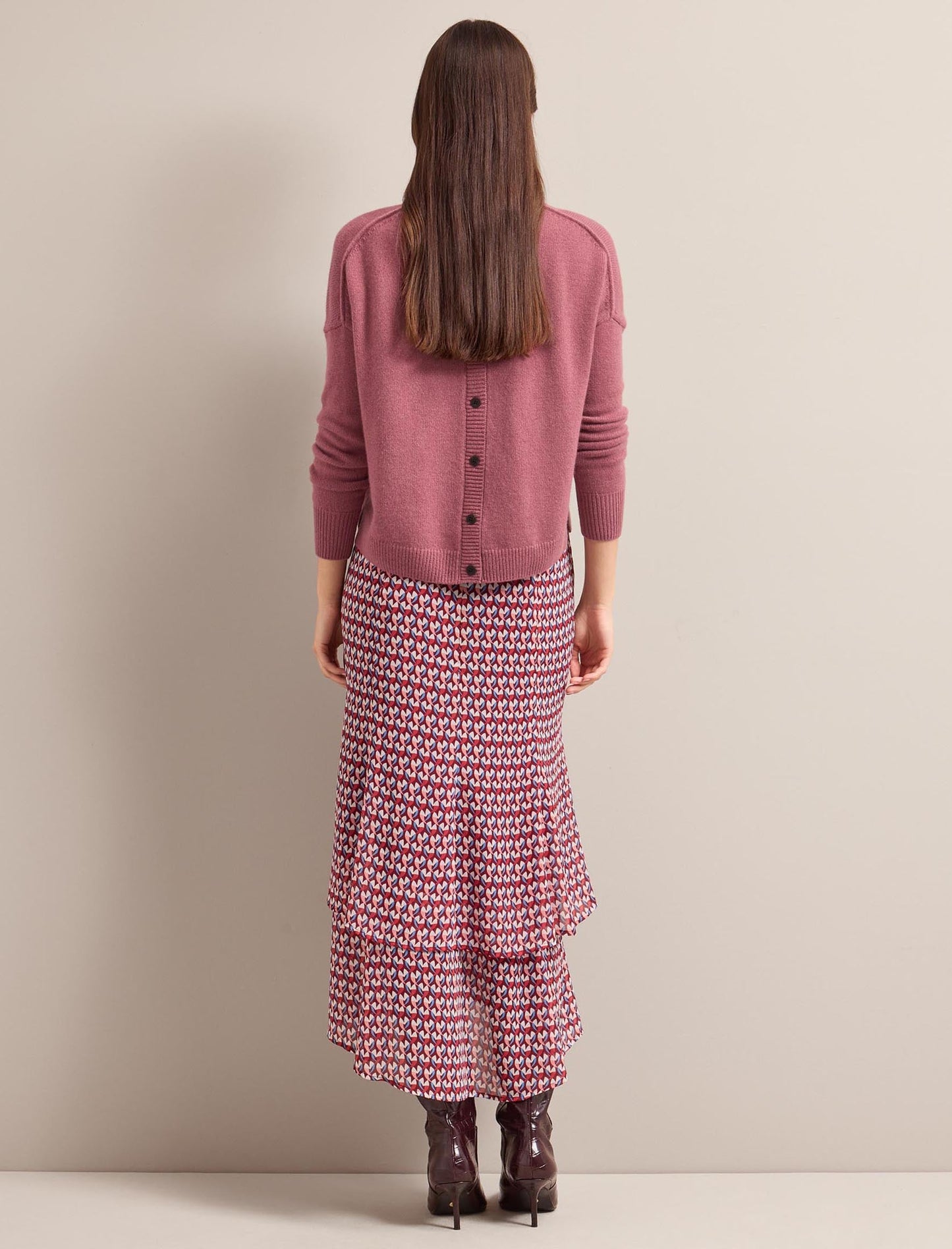 Lotta Maxi Skirt - Burgundy Heart Geo Print