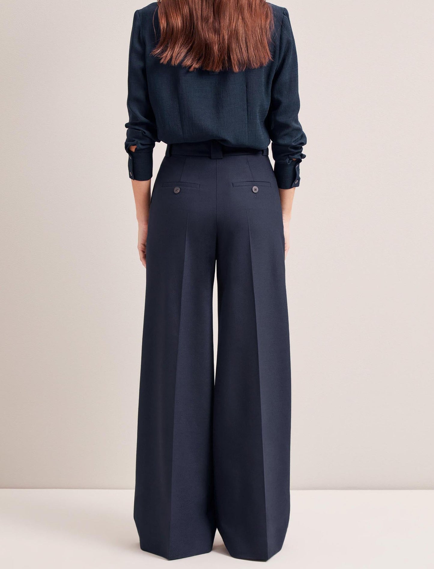 Margot New Wool Wide Leg Trouser - Navy