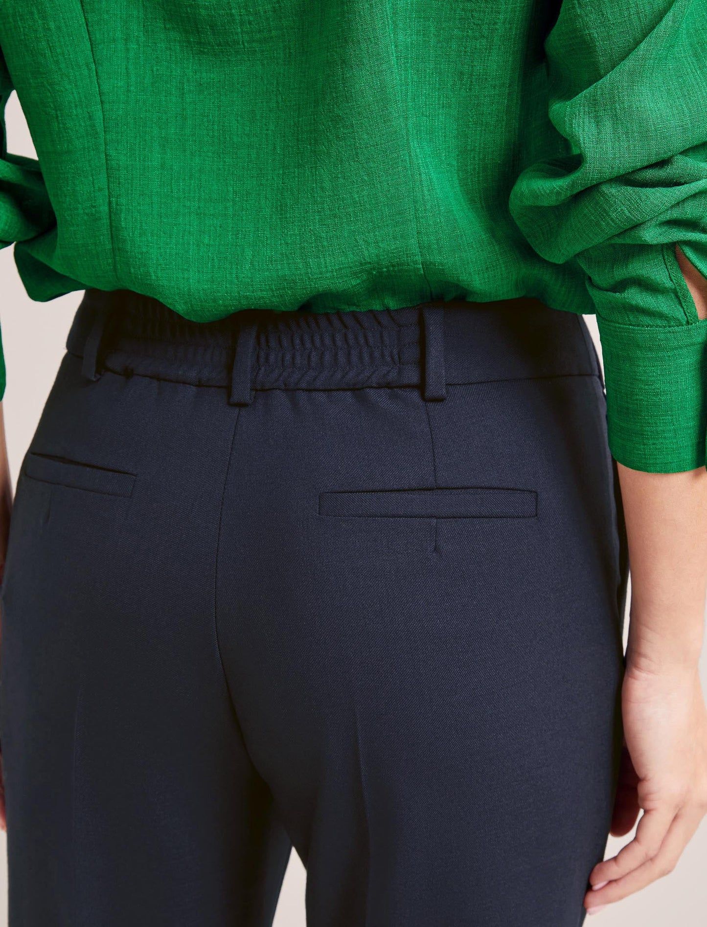 Clement New Wool Easy Waist Turn Up Trouser - Navy