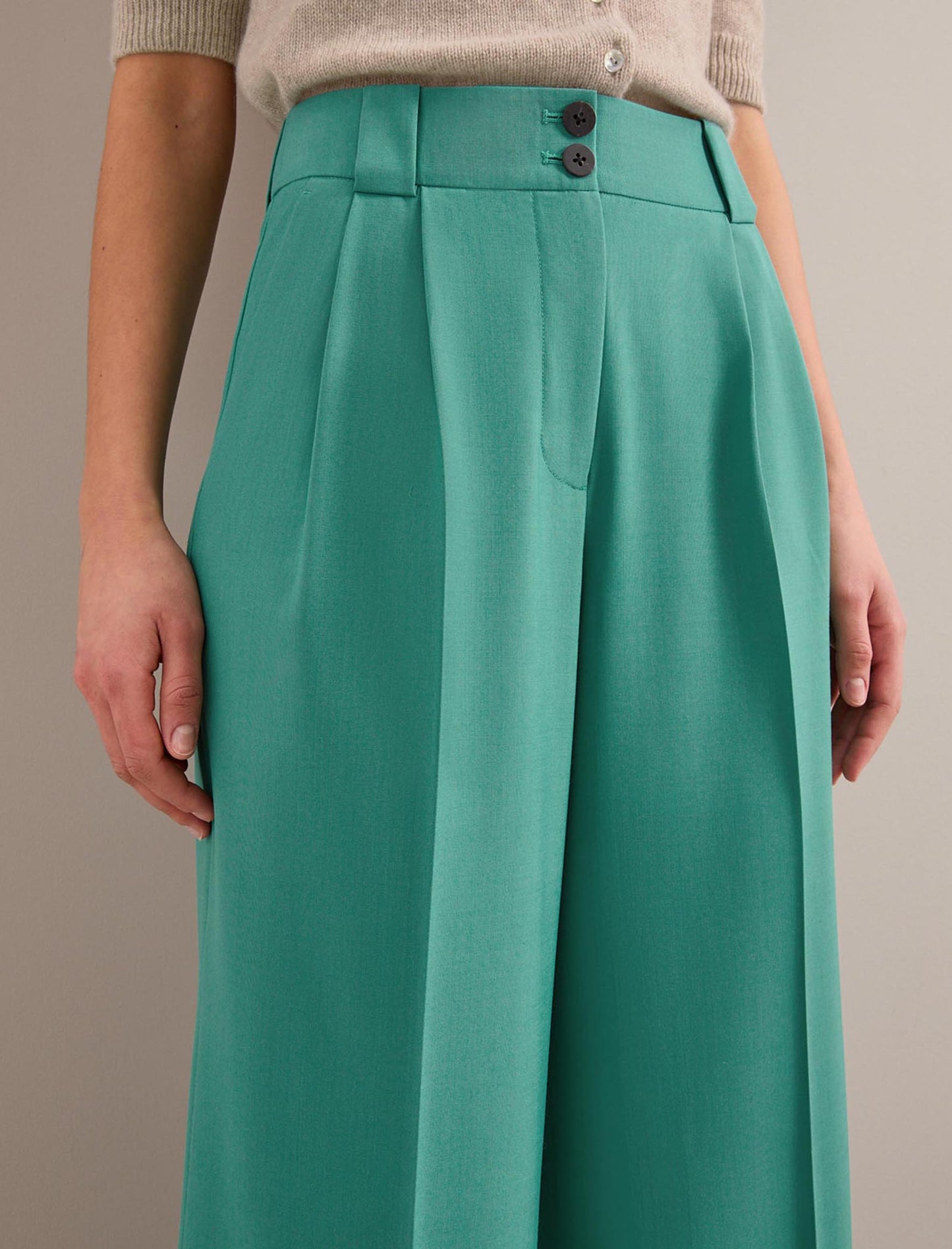 Margot New Wool Wide Leg Trouser - Mint Green