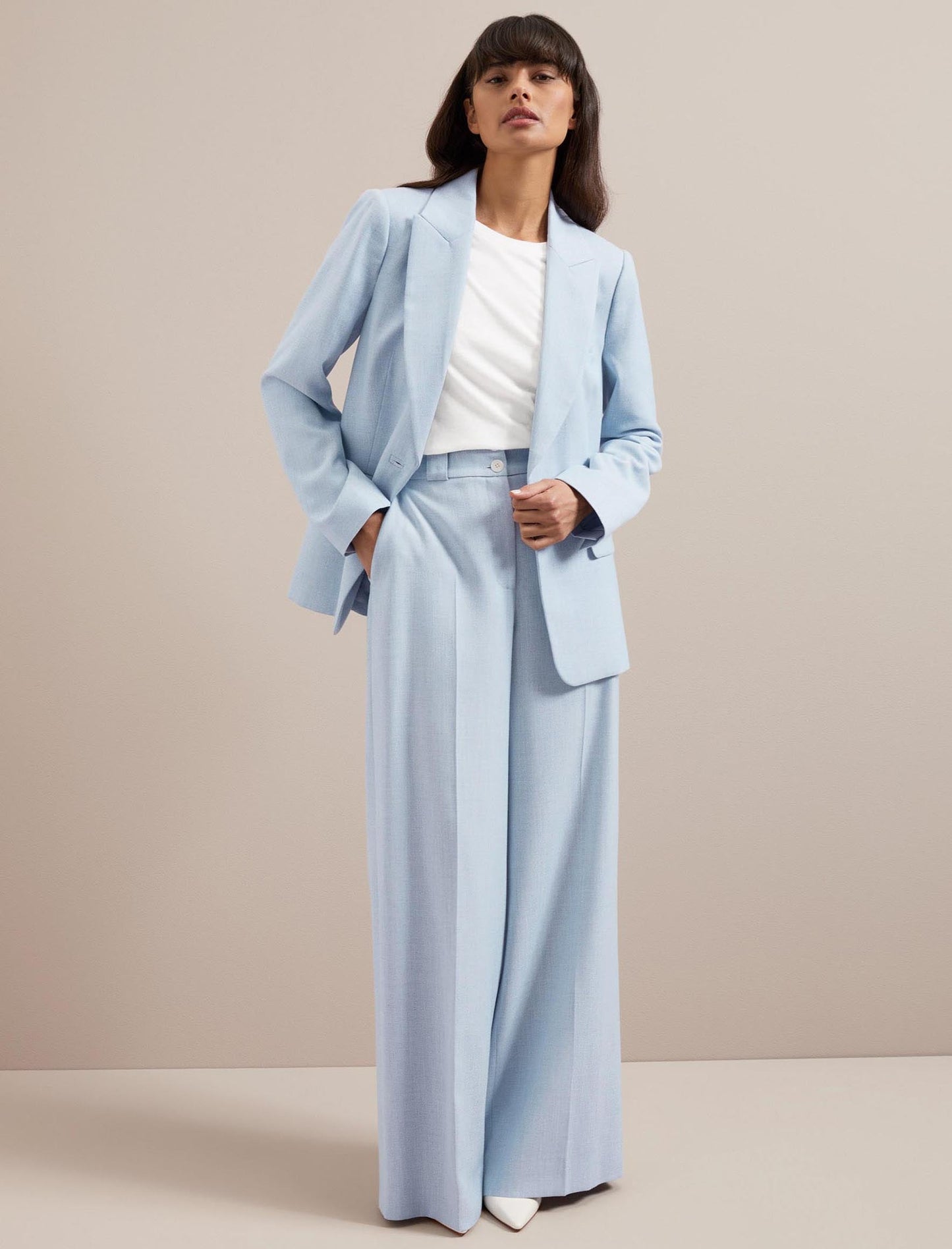Tyler Linen Blend Trouser - Pale Blue