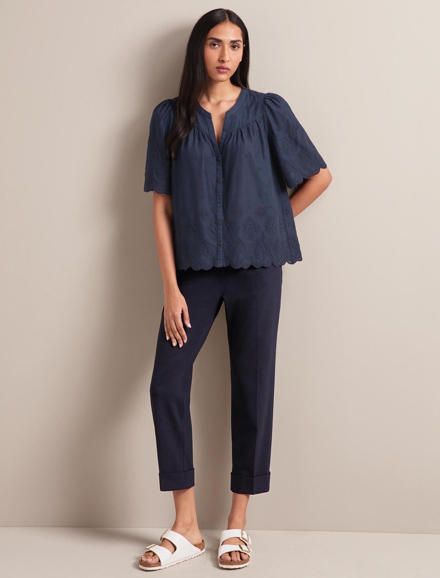 Clement New Wool Easy Waist Turn Up Trouser - Navy