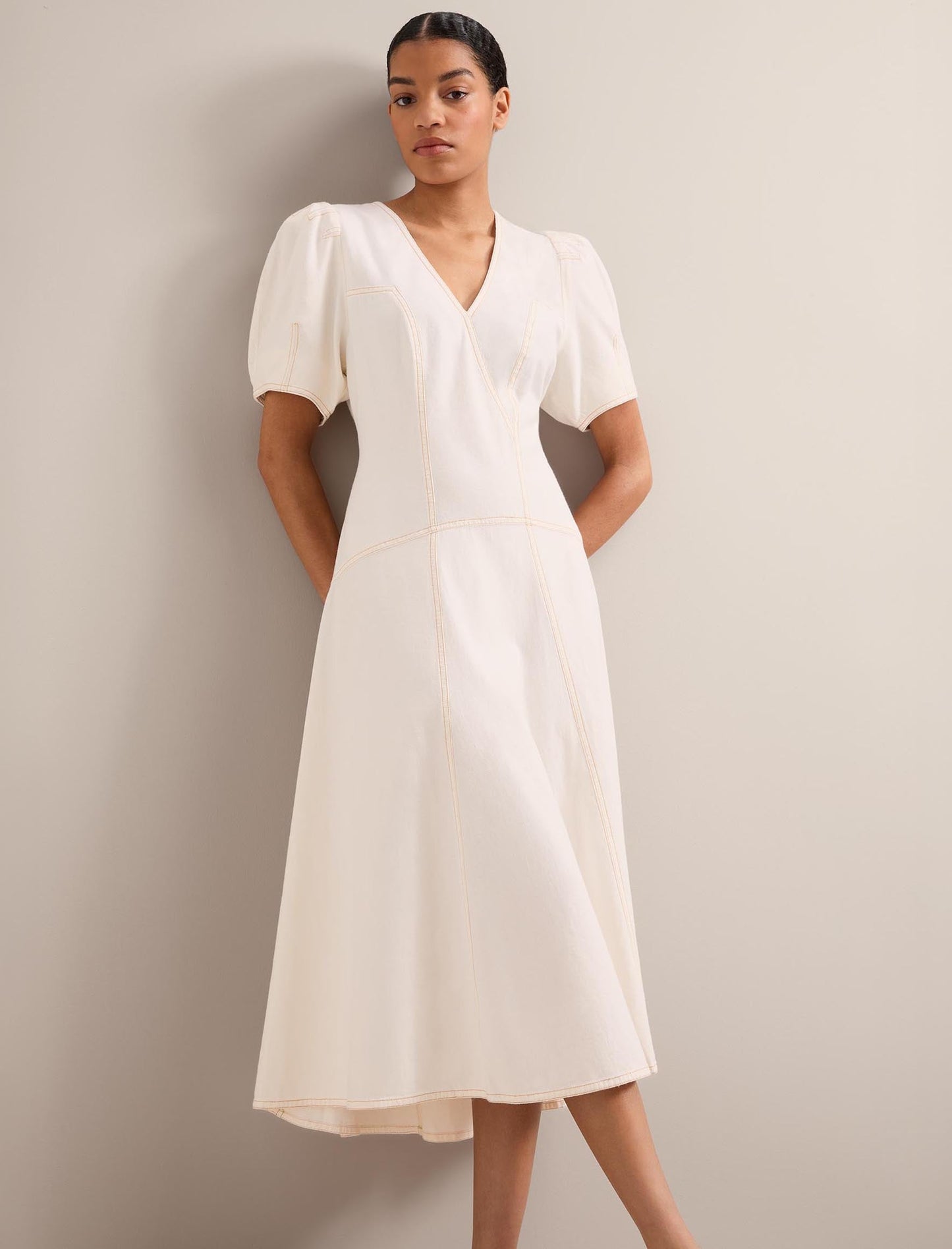 Robin Denim Maxi Dress - White