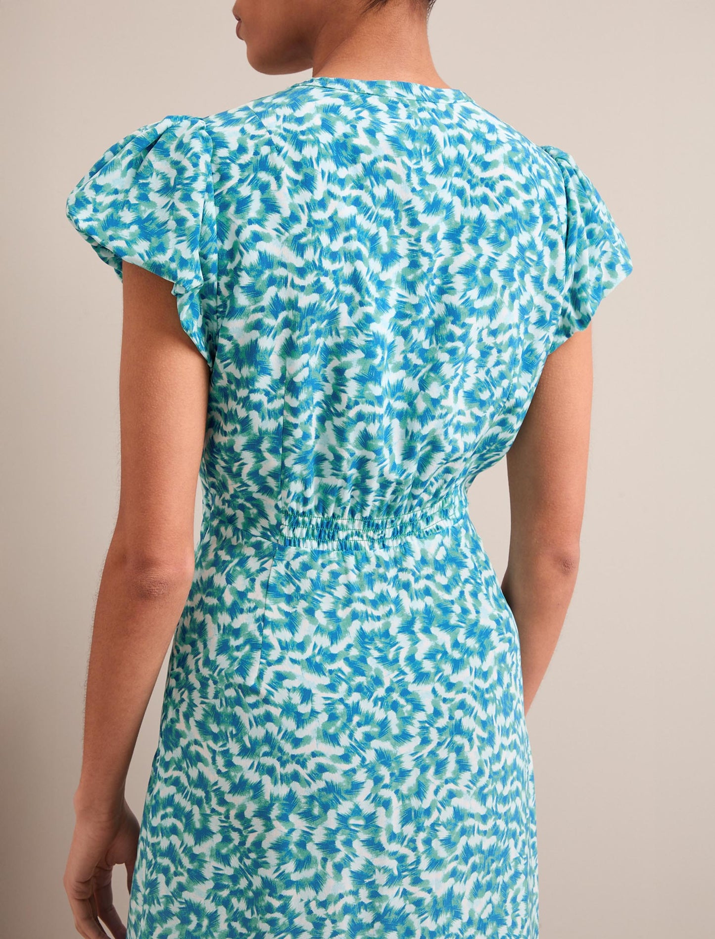 Leila Silk Maxi Dress - Blue Green Feather Print