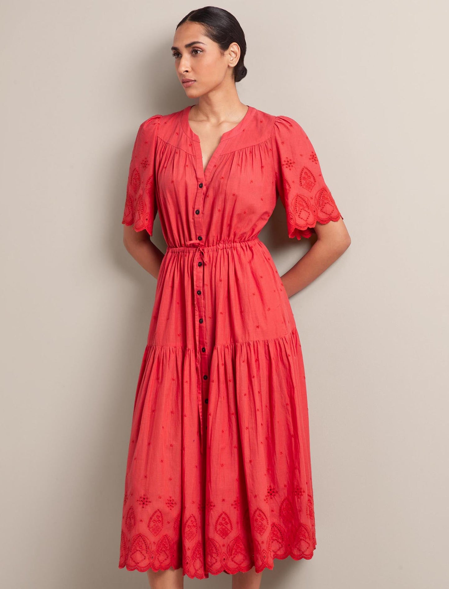 Nicole Organic Cotton Maxi Dress - Coral