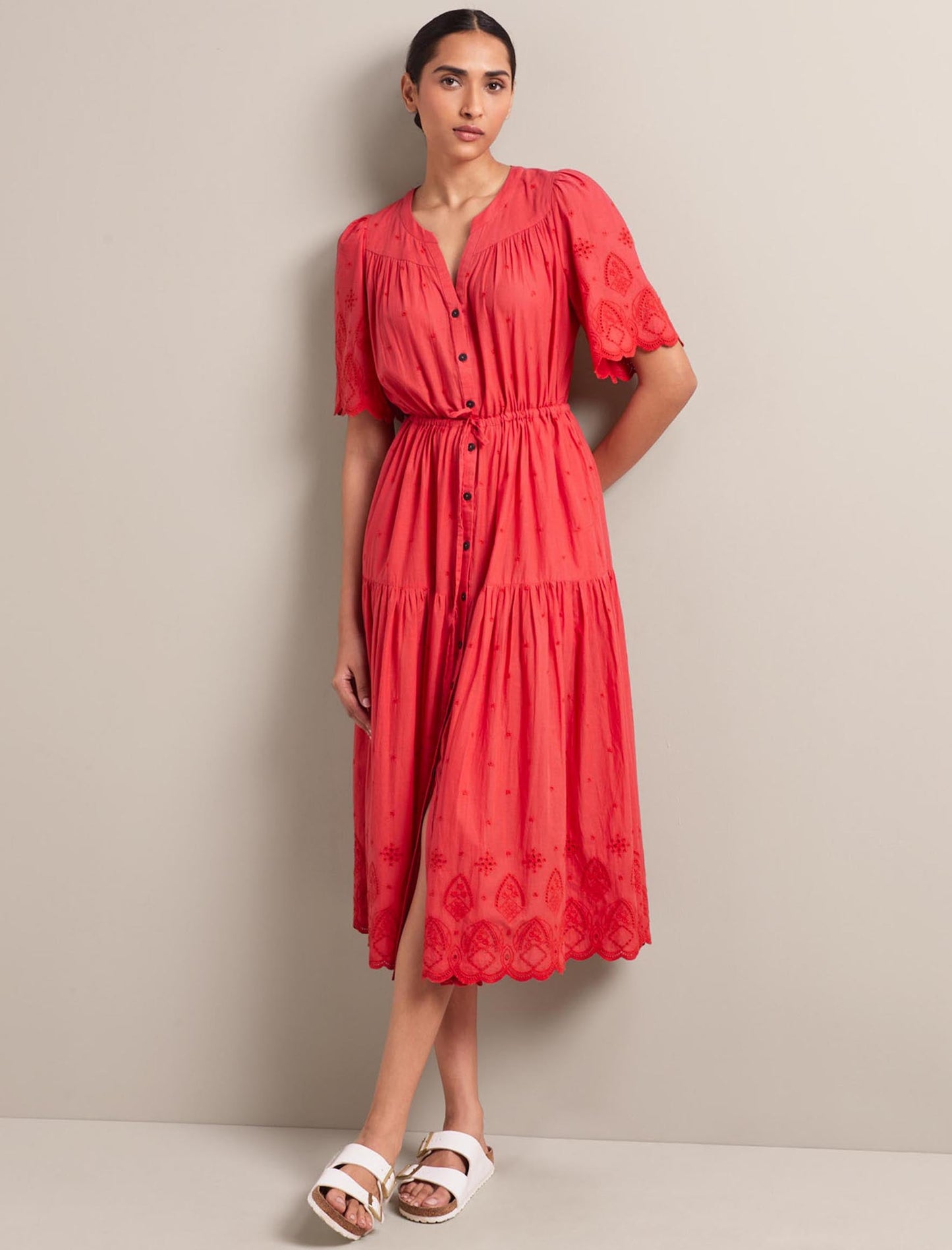 Nicole Organic Cotton Maxi Dress - Coral