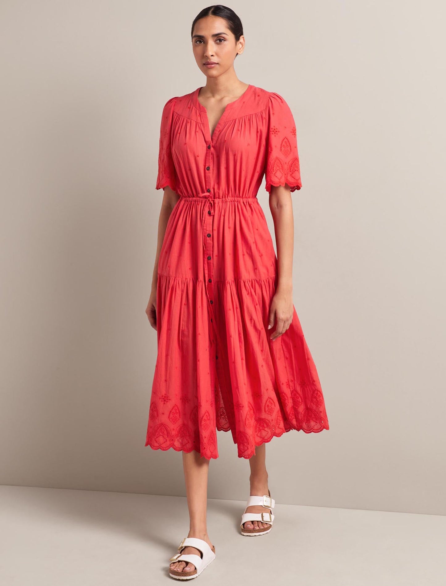 Nicole Organic Cotton Maxi Dress - Coral