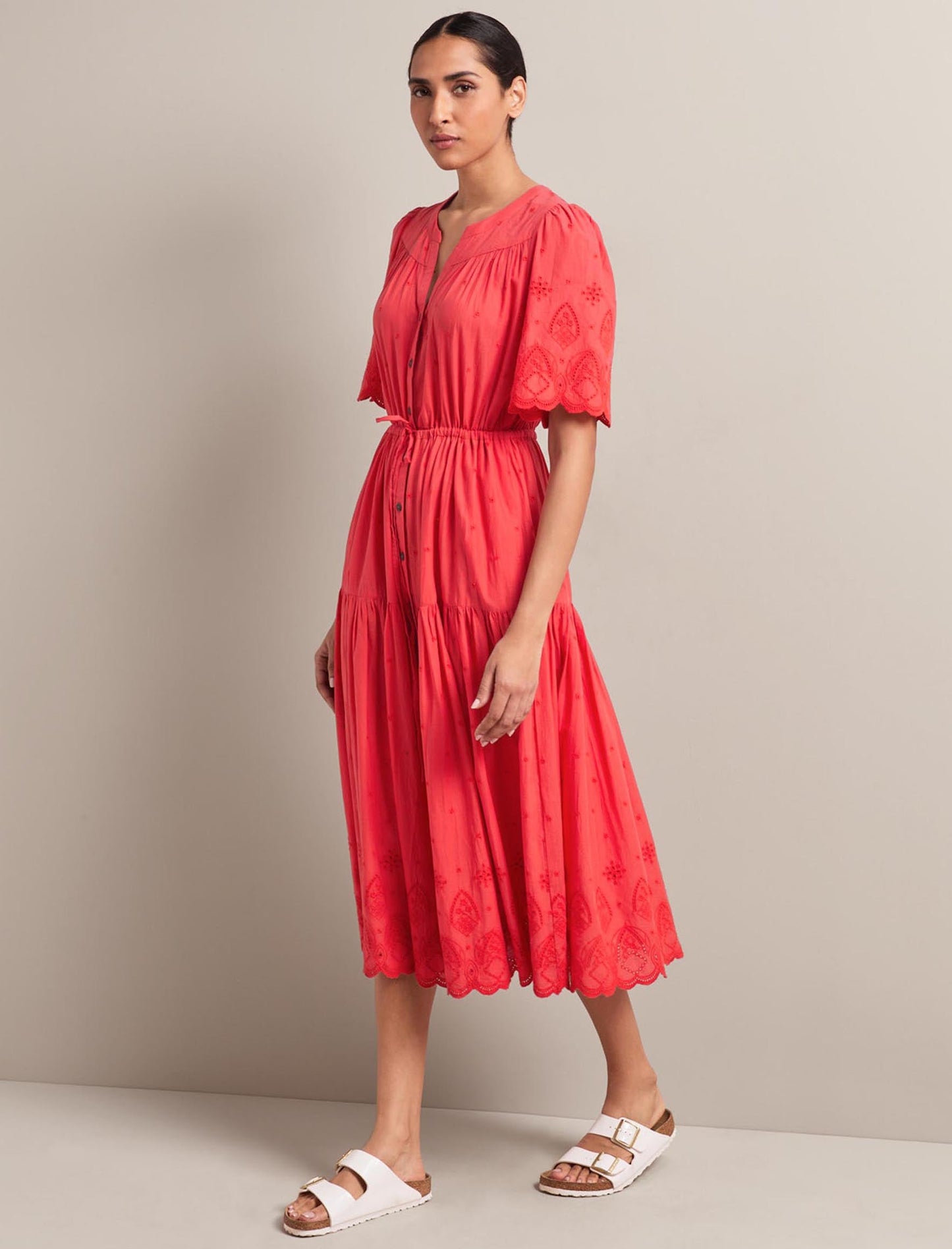 Nicole Organic Cotton Maxi Dress - Coral