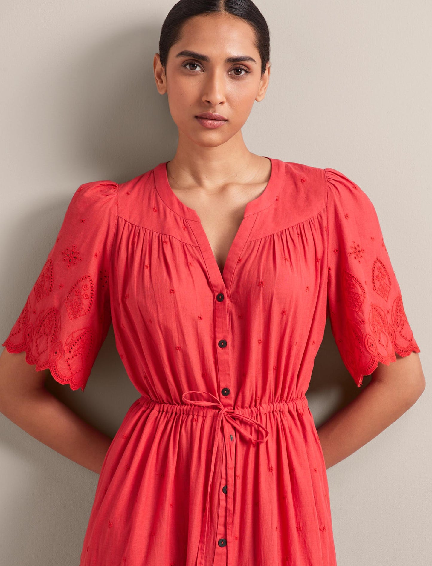 Nicole Organic Cotton Maxi Dress - Coral