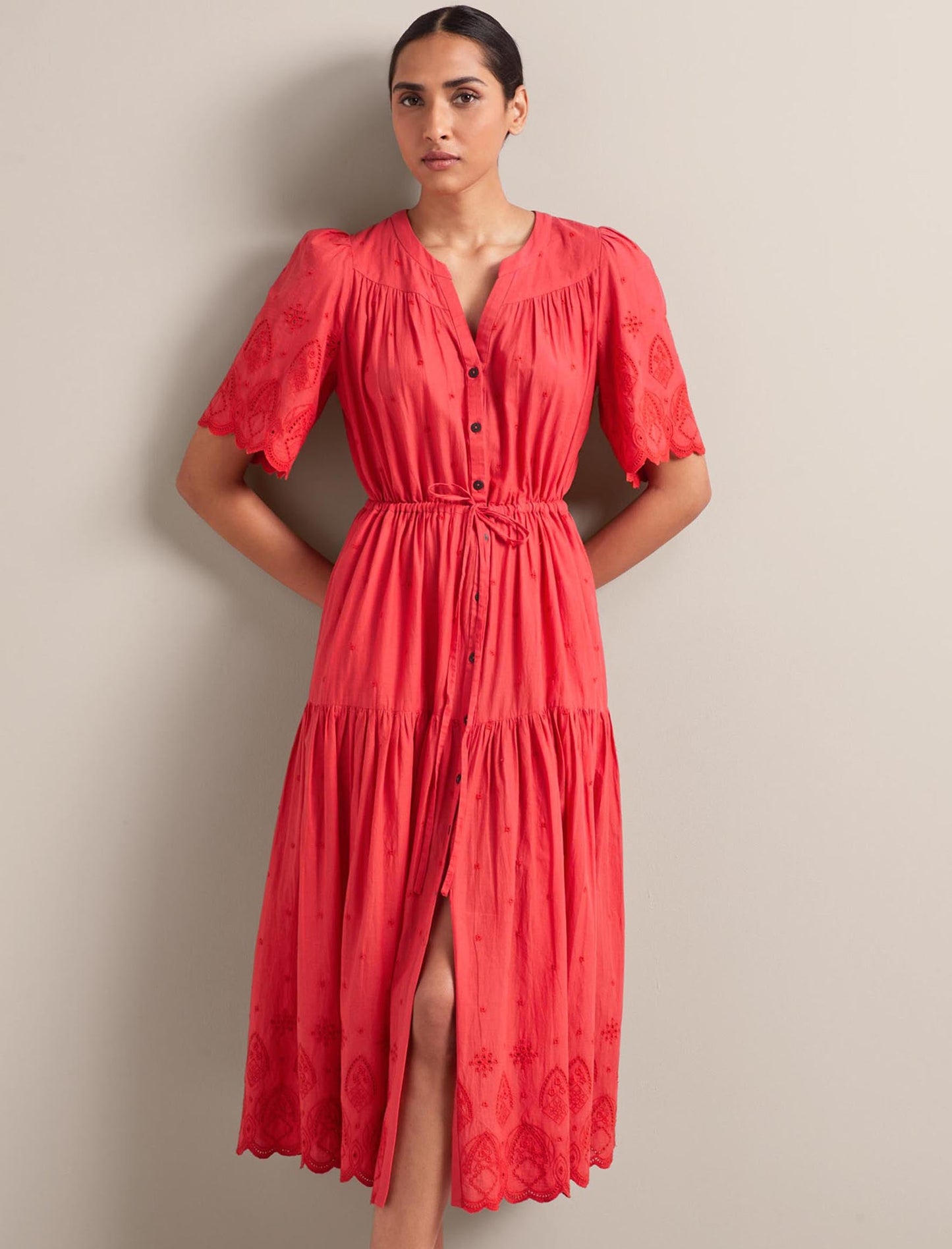 Nicole Organic Cotton Maxi Dress - Coral