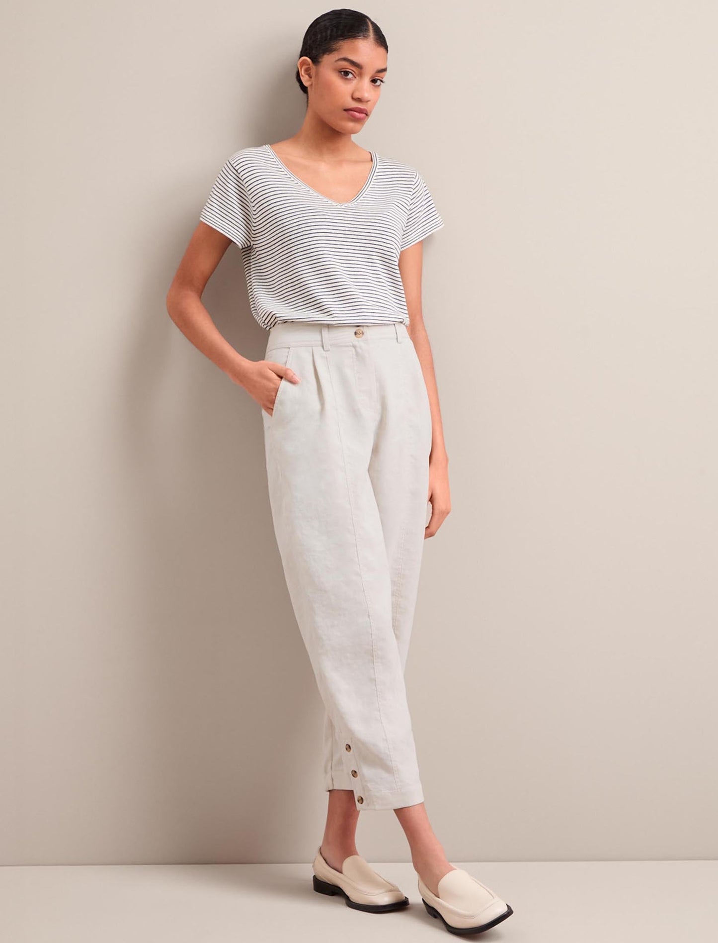 Tyson Techni Linen Tapered Trouser - Cream
