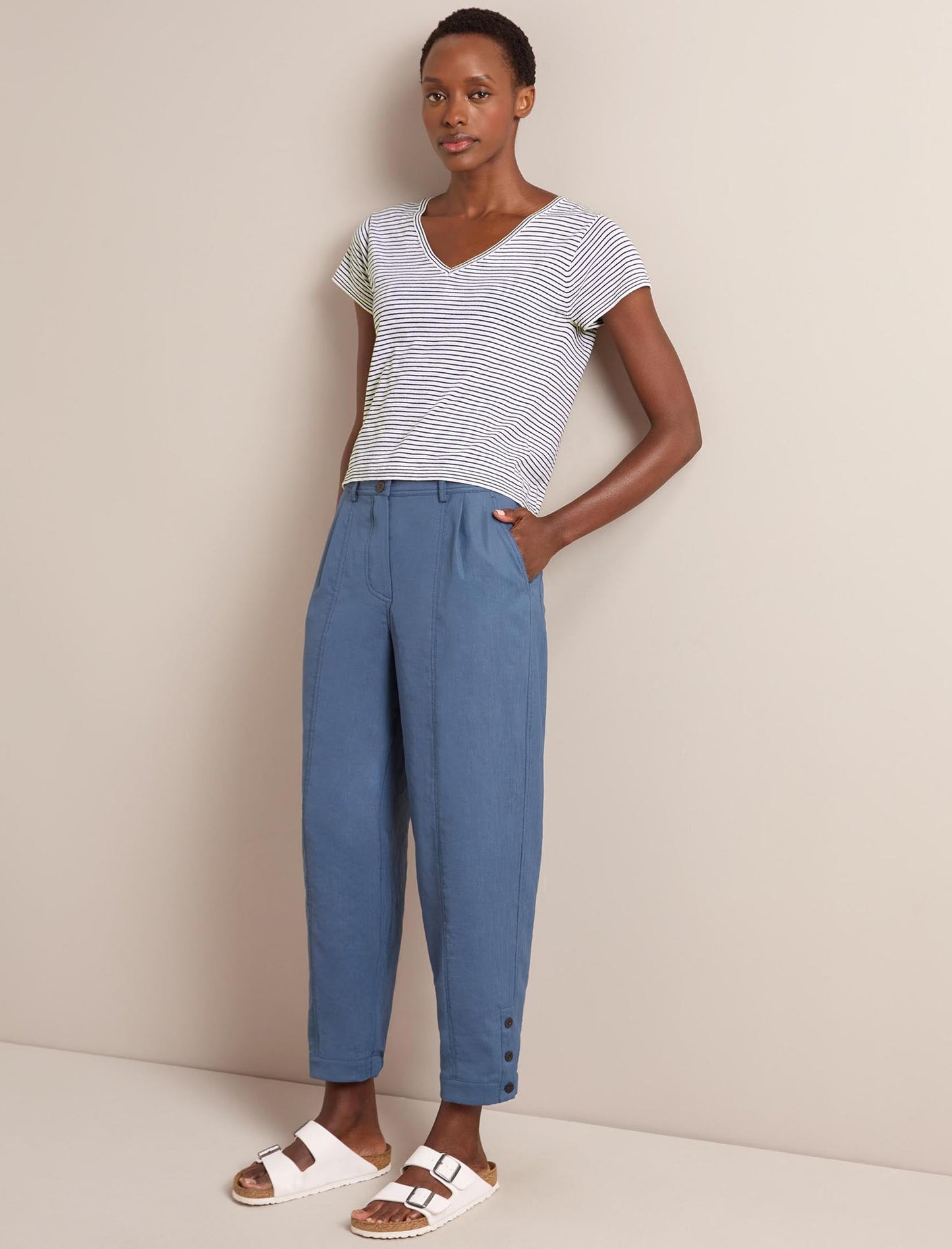 Tyson Techni Linen Tapered Trouser - Dark Blue