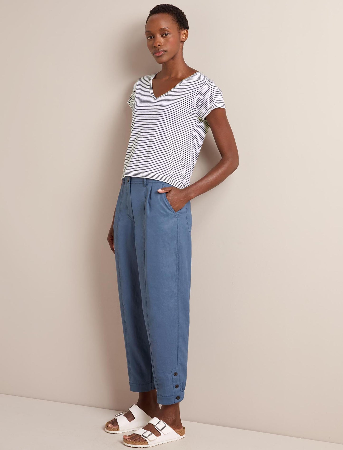 Tyson Techni Linen Tapered Trouser - Dark Blue