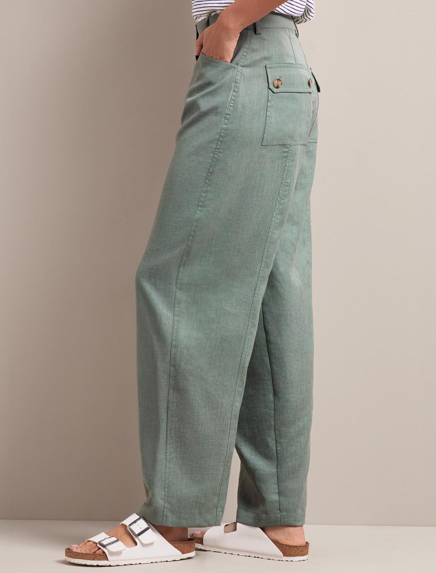 Hudson Techni Linen Trouser - Sage Green