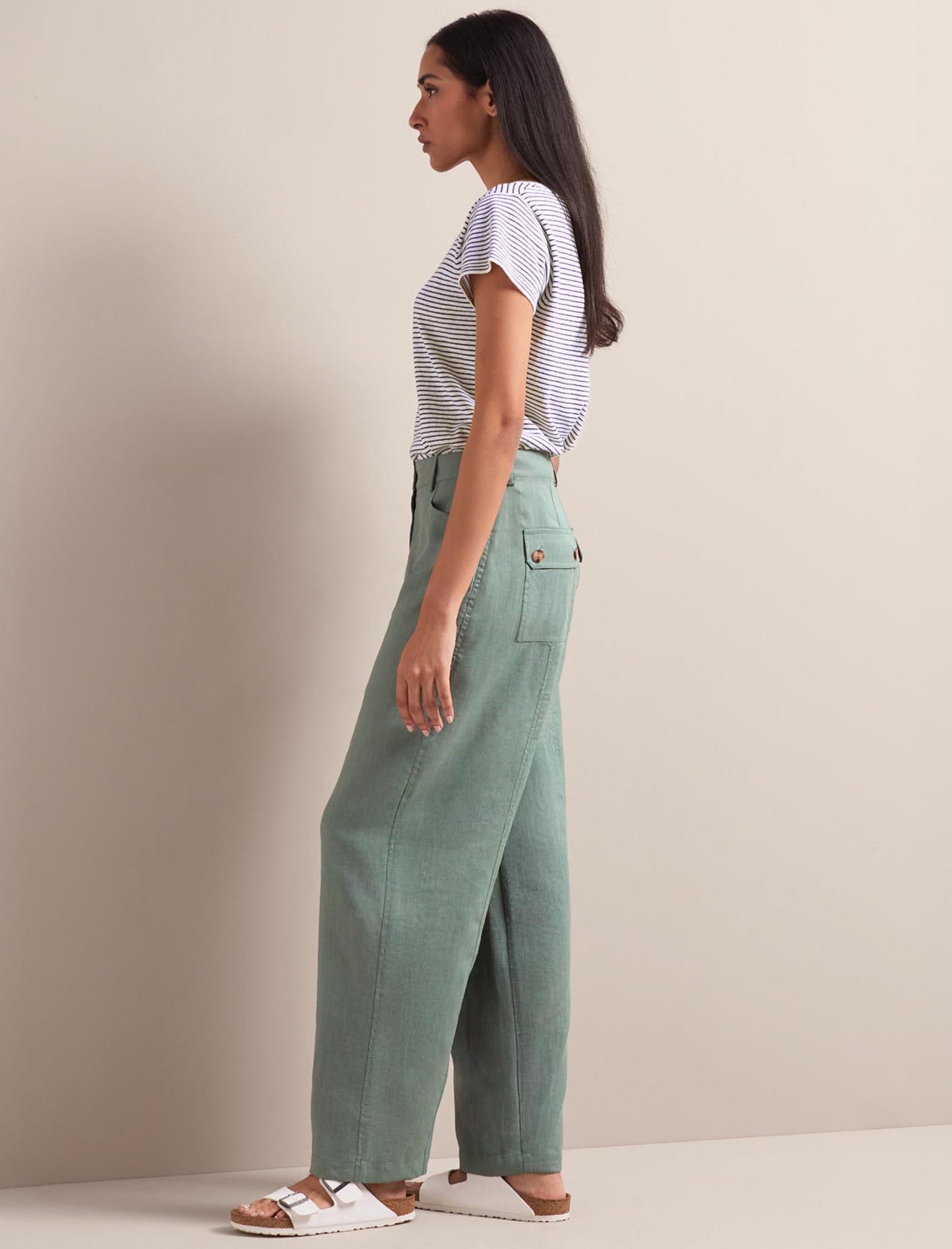 Hudson Techni Linen Trouser - Sage Green