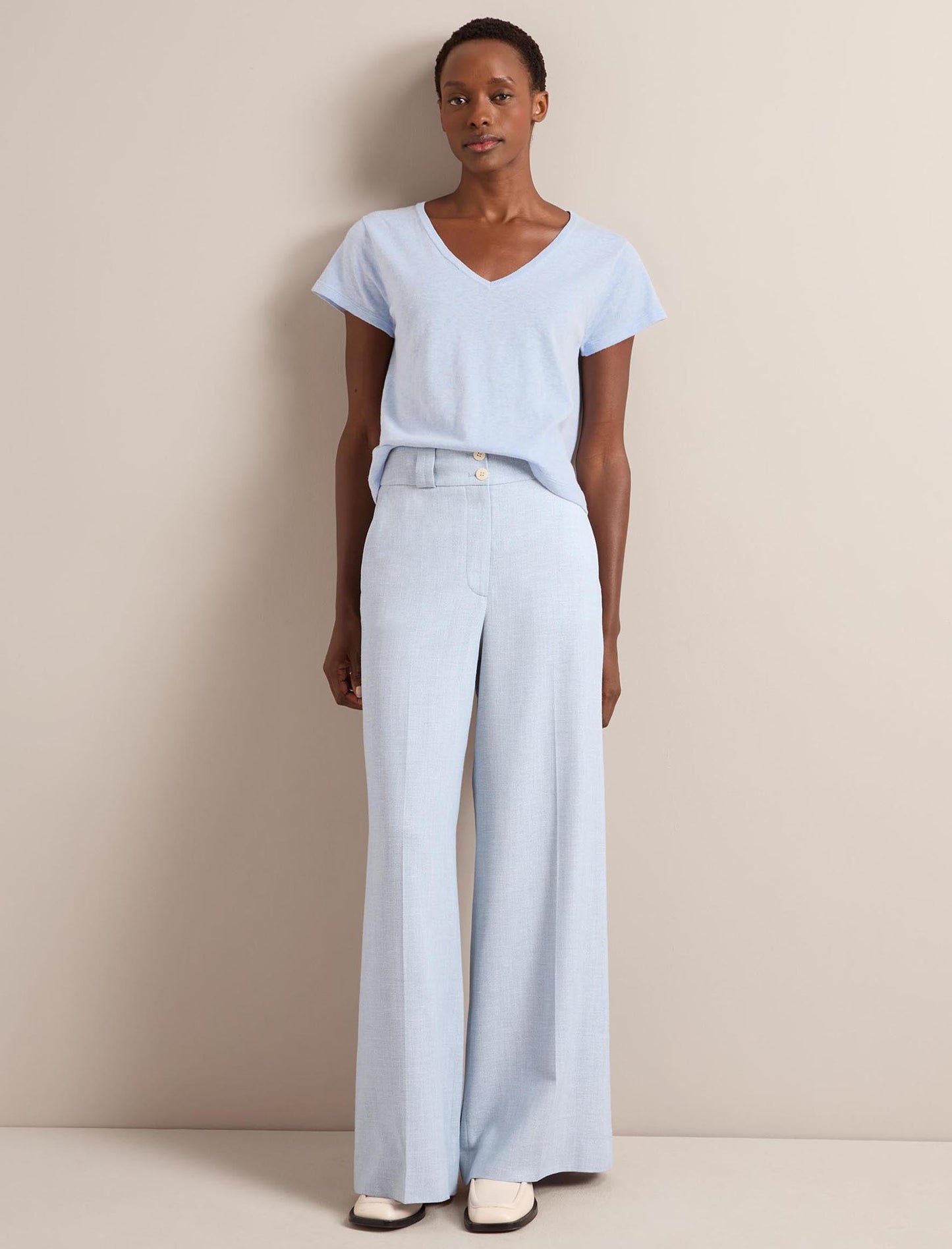 Tyler Linen Blend Trouser - Pale Blue
