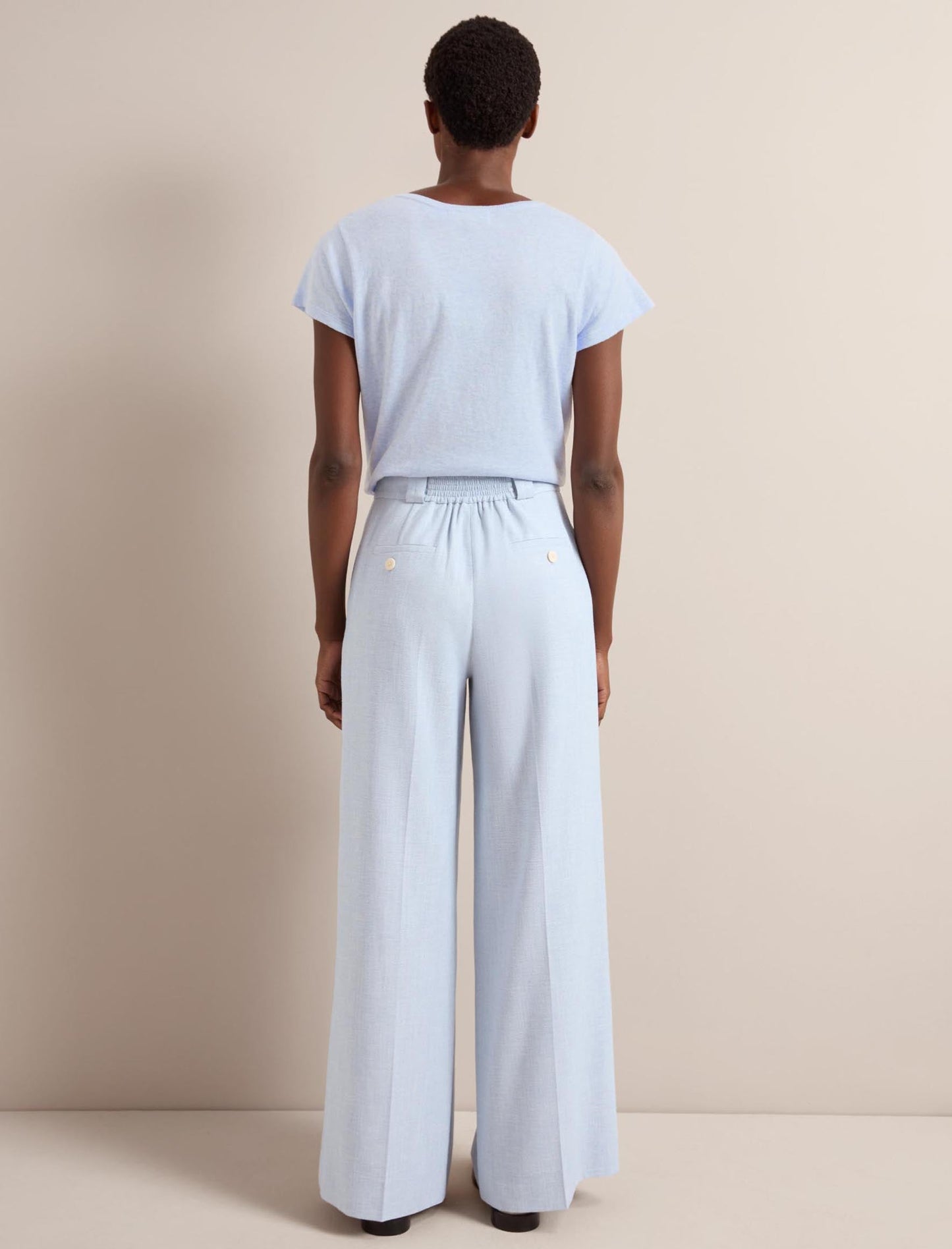 Tyler Linen Blend Trouser - Pale Blue