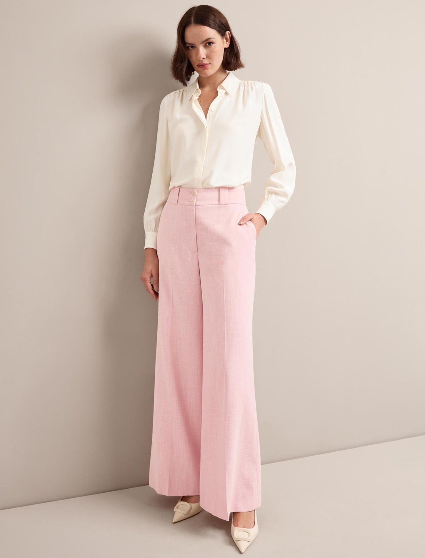 Tyler Linen Blend Trouser - Pale Pink