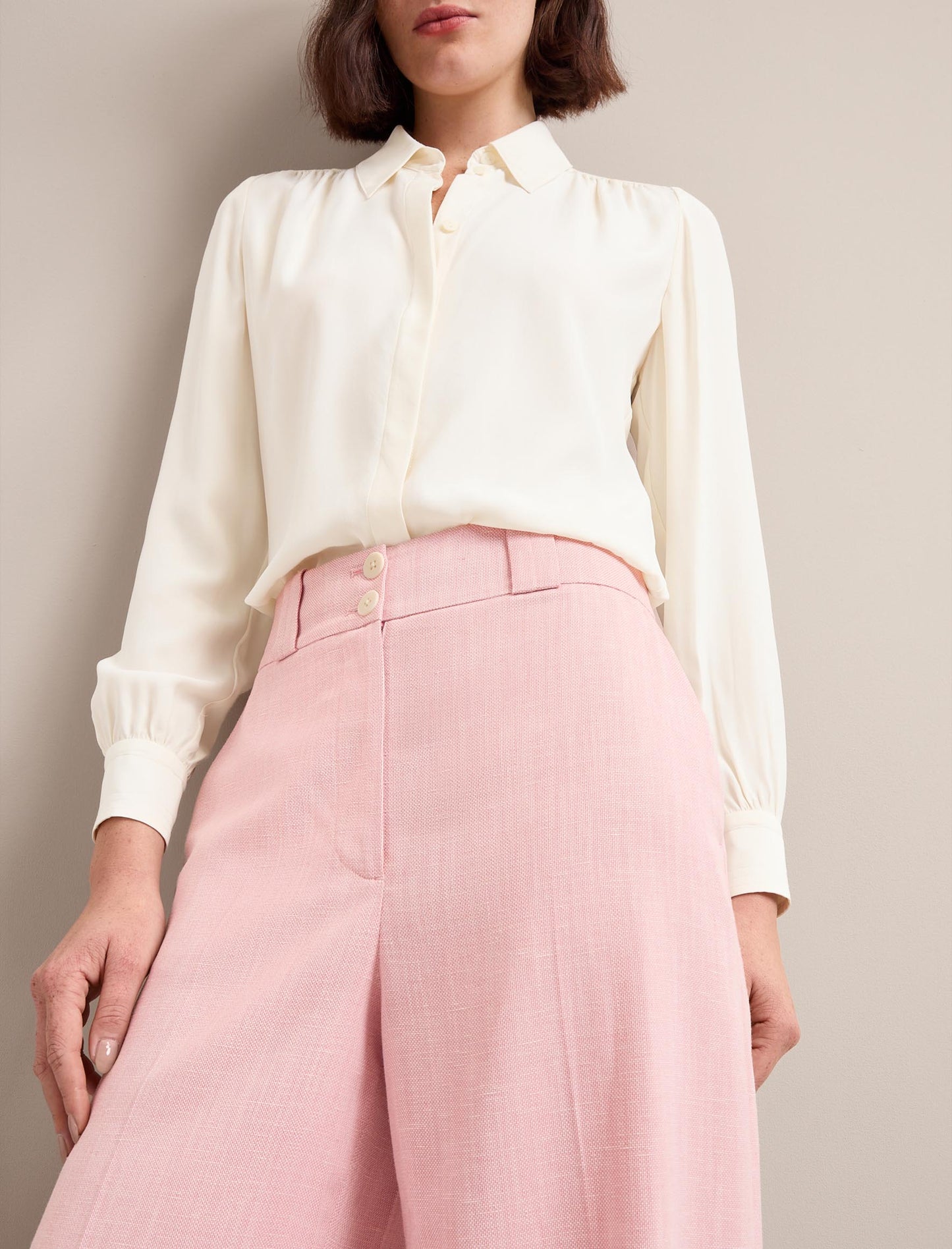 Tyler Linen Blend Trouser - Pale Pink