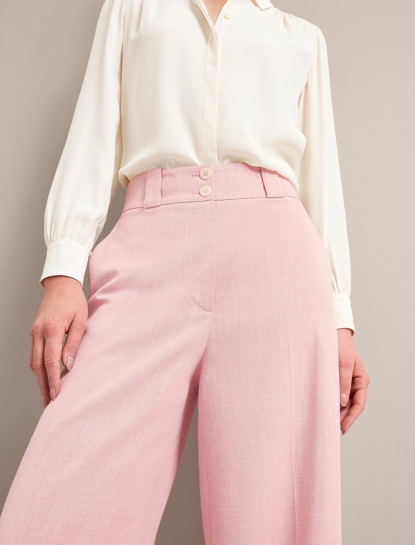 Tyler Linen Blend Trouser - Pale Pink