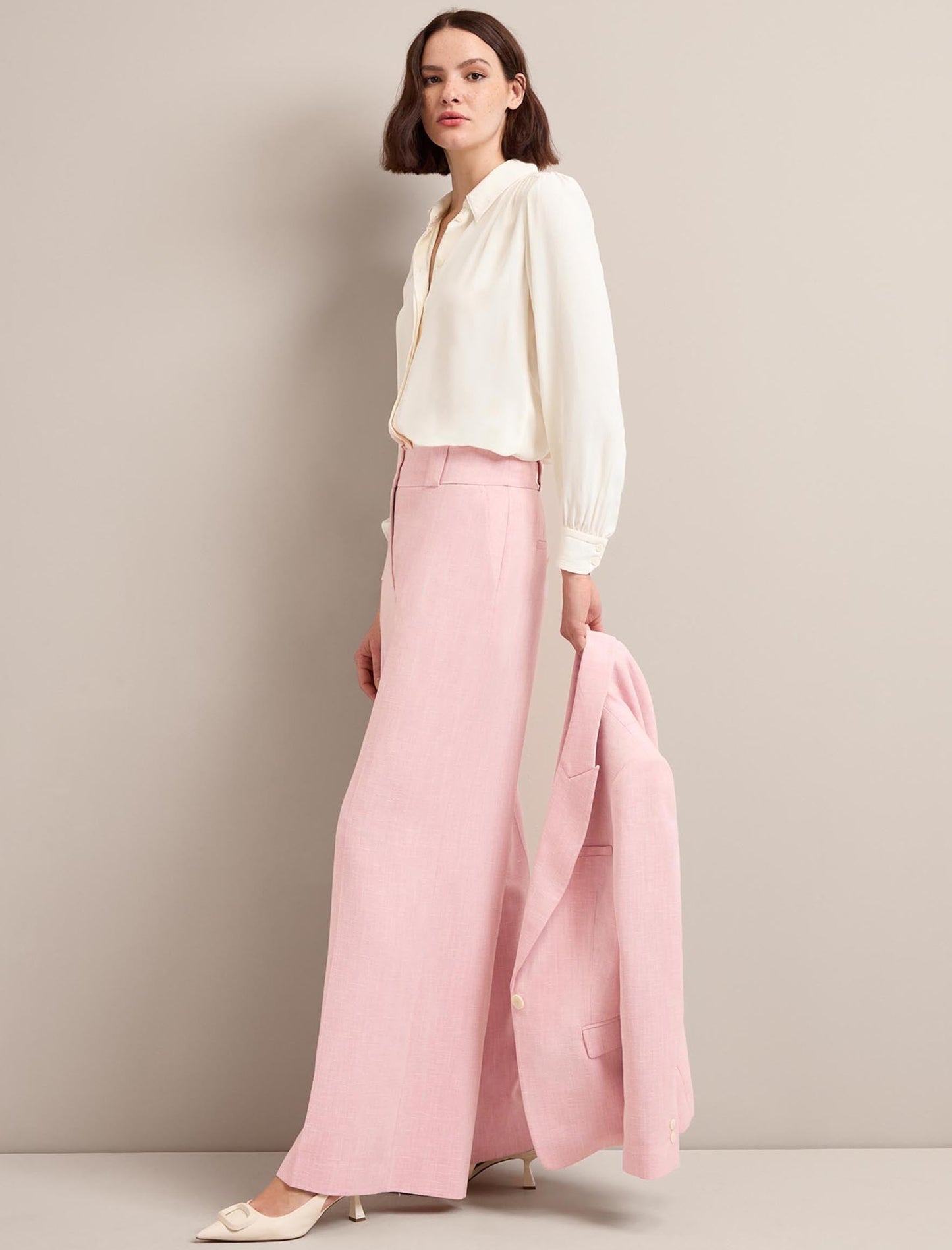 Tyler Linen Blend Trouser - Pale Pink