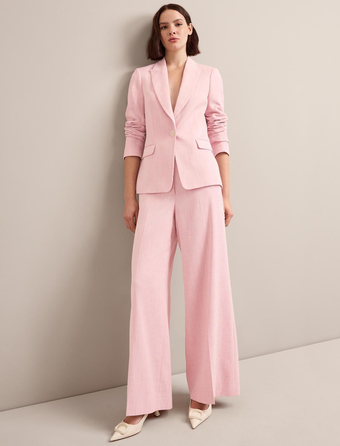 Tyler Linen Blend Trouser - Pale Pink